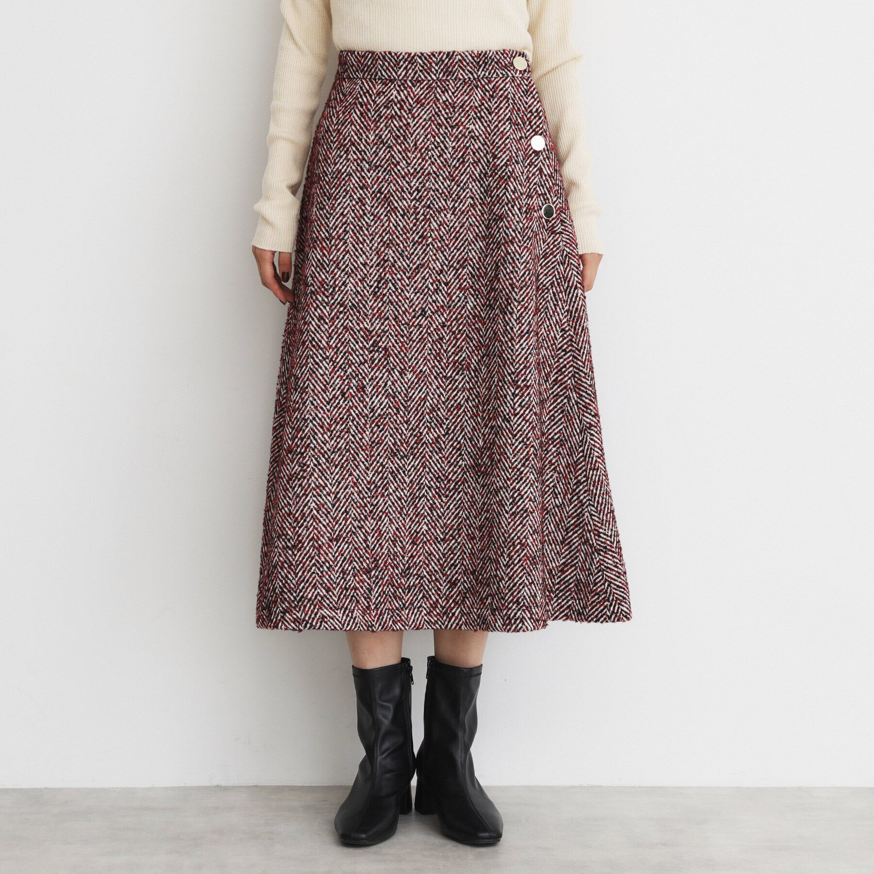 THE SHOP TK「MIXへリンボンフレアスカート」|スカート|