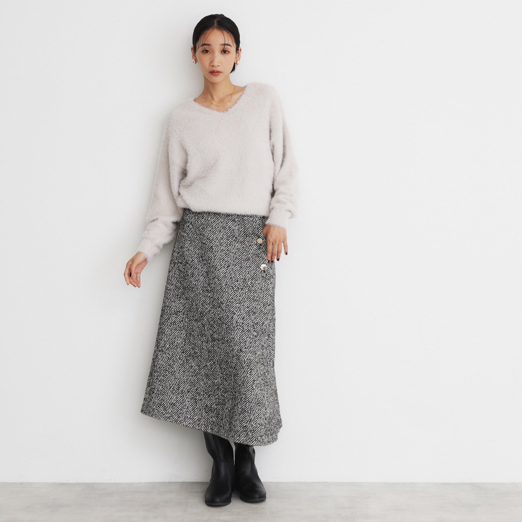 THE SHOP TK「MIXへリンボンフレアスカート」|スカート|