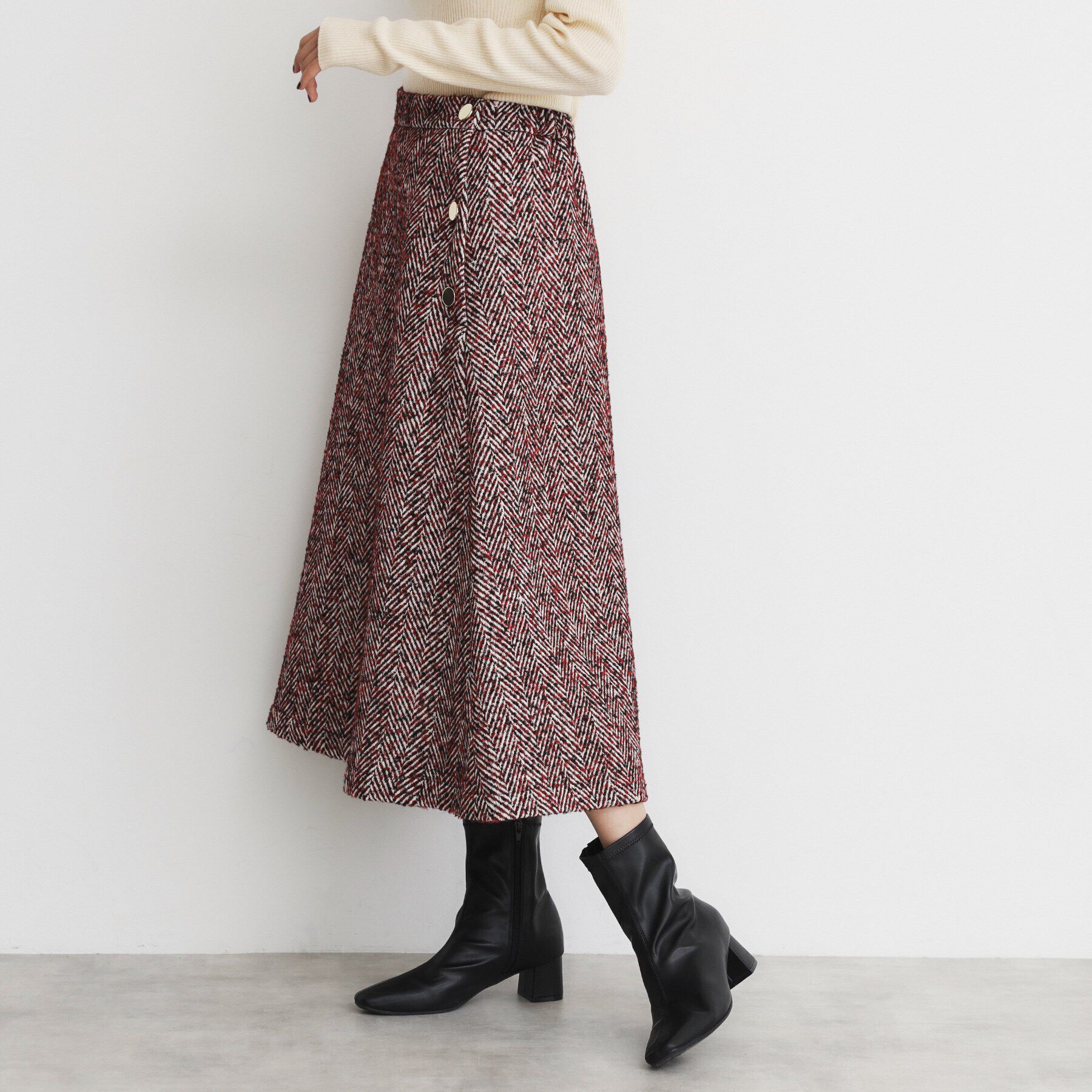 THE SHOP TK「MIXへリンボンフレアスカート」|スカート|