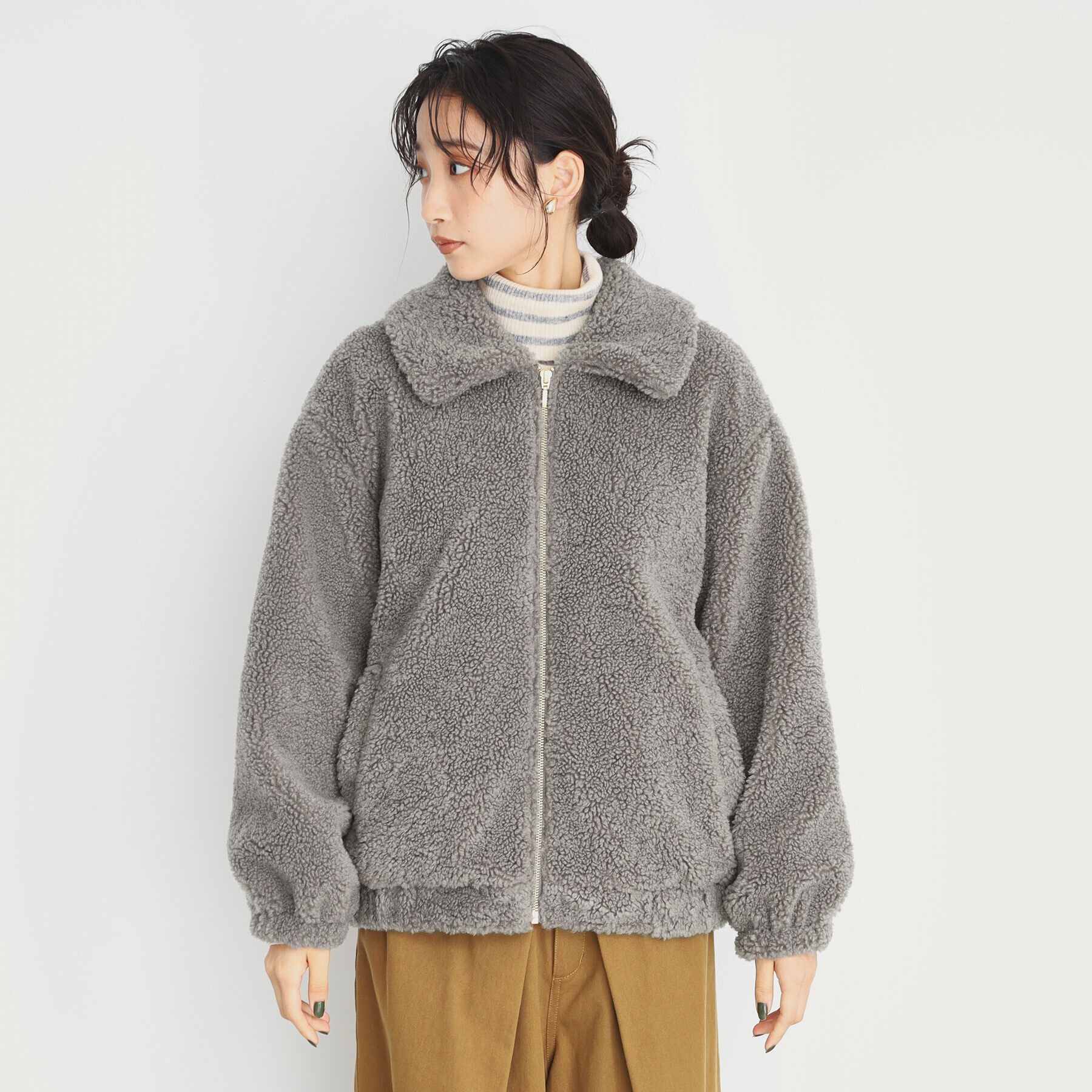 THE SHOP TK「【もこもこあたたか】マシュマロボアジップブルゾン」|ブルゾン・スタジャン|