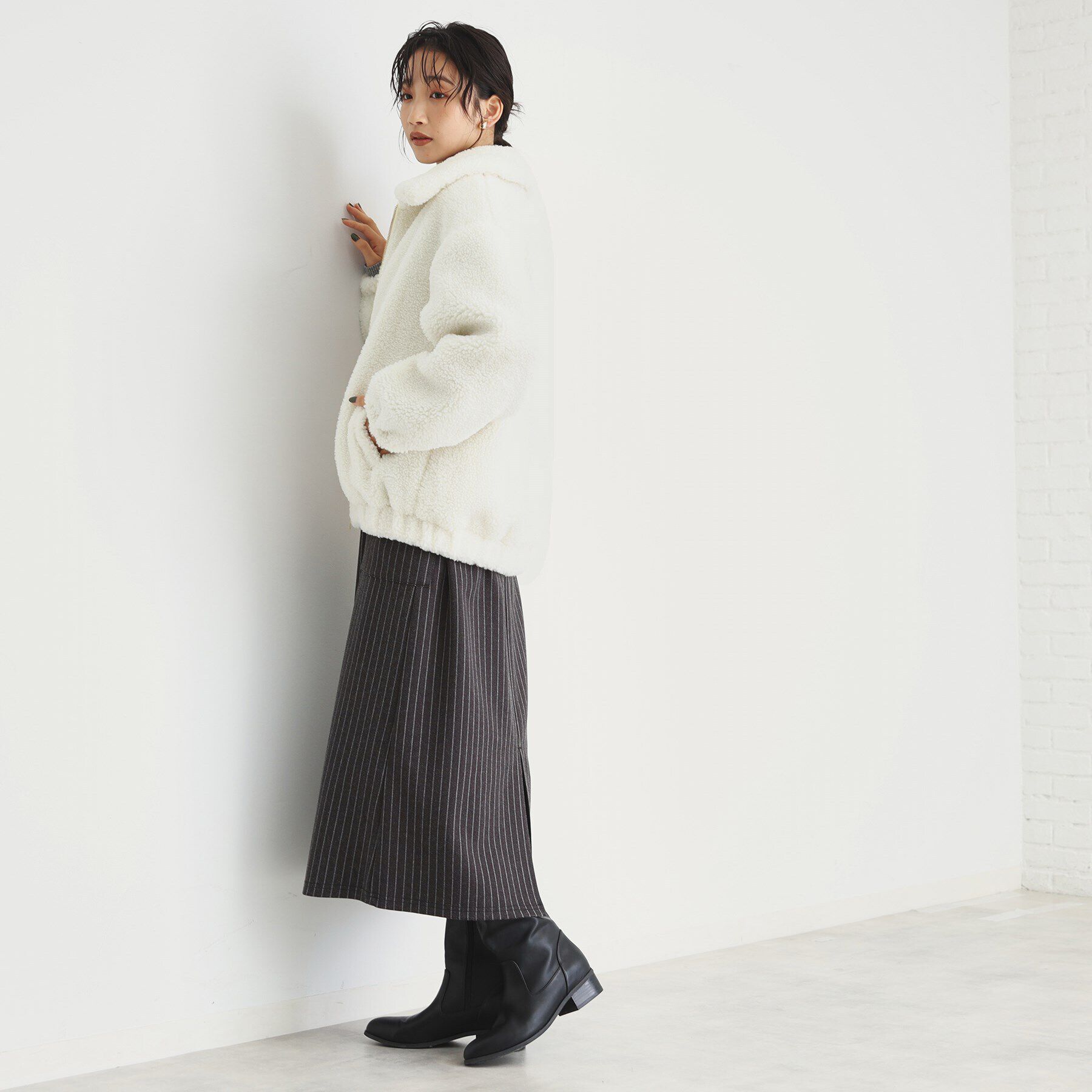 THE SHOP TK「【もこもこあたたか】マシュマロボアジップブルゾン」|ブルゾン・スタジャン|