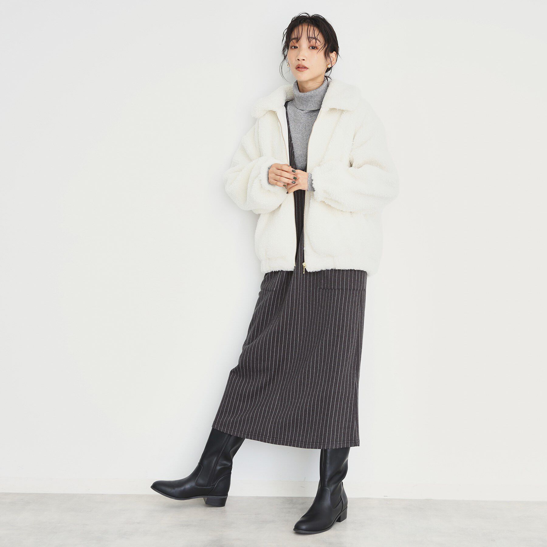 THE SHOP TK「【もこもこあたたか】マシュマロボアジップブルゾン」|ブルゾン・スタジャン|