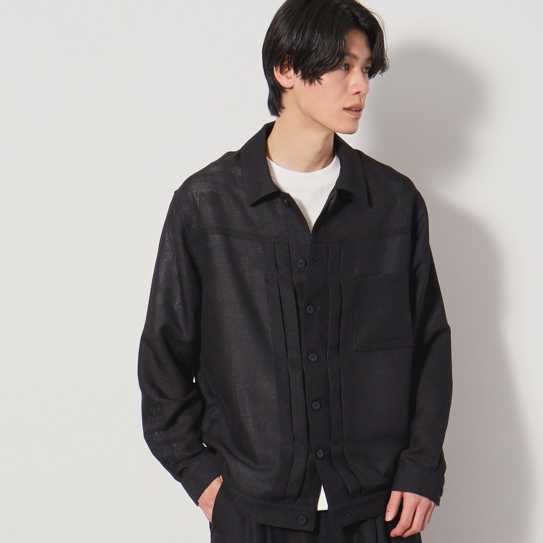 THE SHOP TK「パナマメッシュトラッカージャケット セットアップ可」|ブルゾン・スタジャン|ブラック(019)