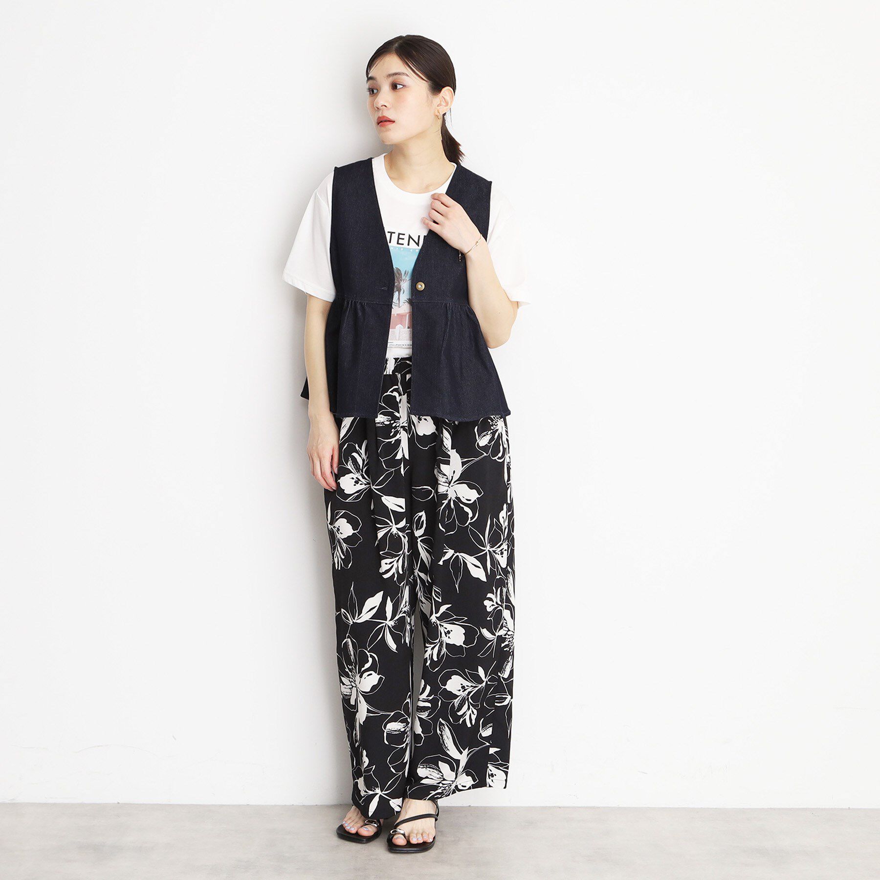 THE SHOP TK「デニムペプラムベスト【洗える/親子リンク】」|ベスト・ジレ|