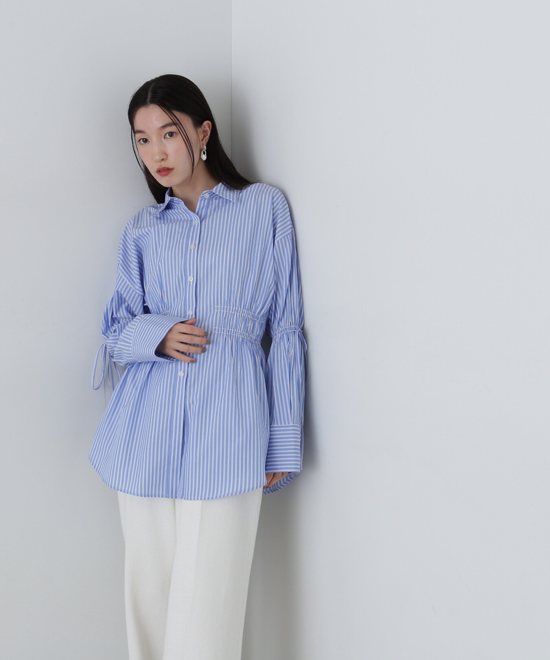  「ウエストシャーリングロングシャツ」|シャツ・ブラウス|