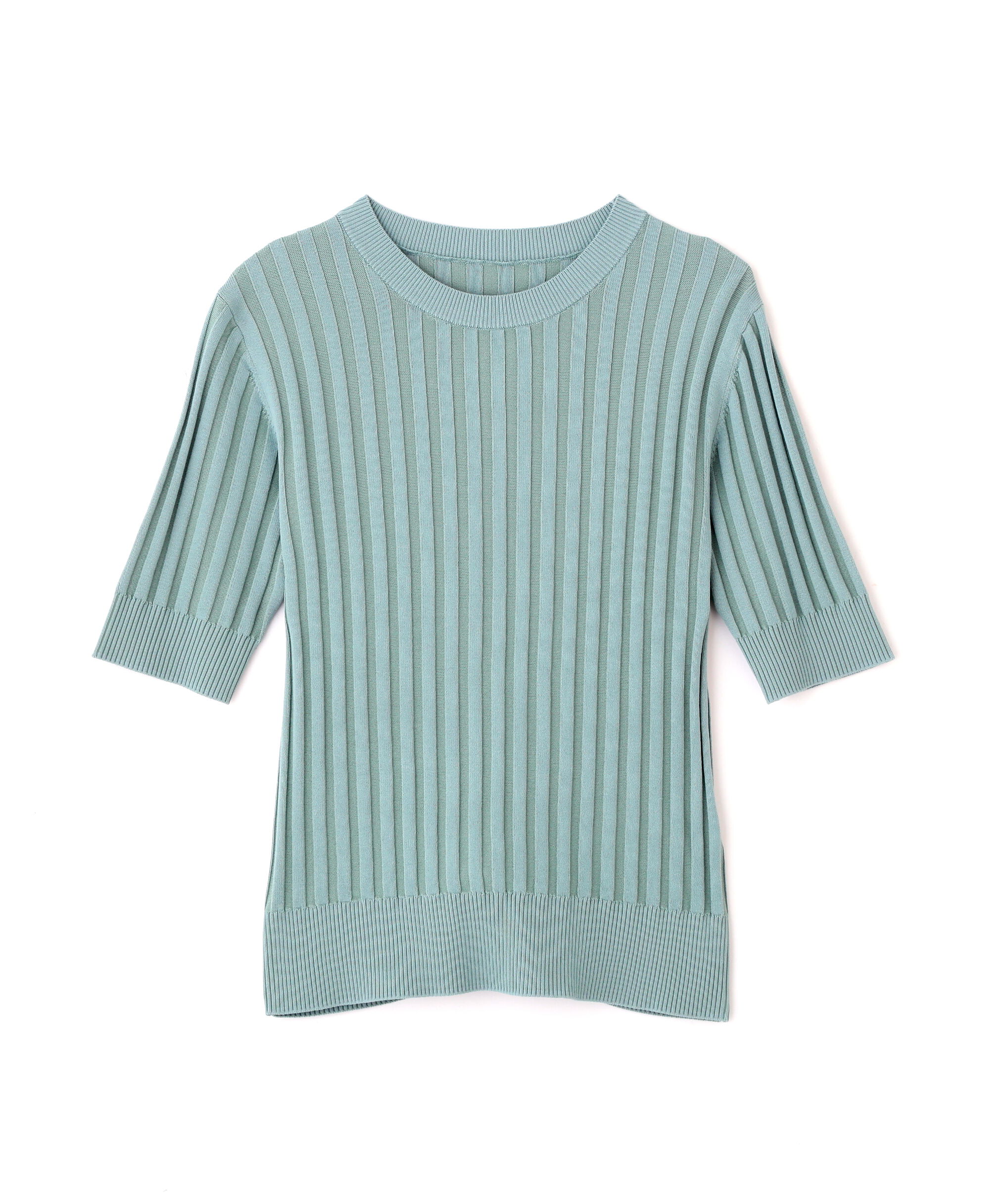  「半袖微配色リブニット」|ニット・セーター|