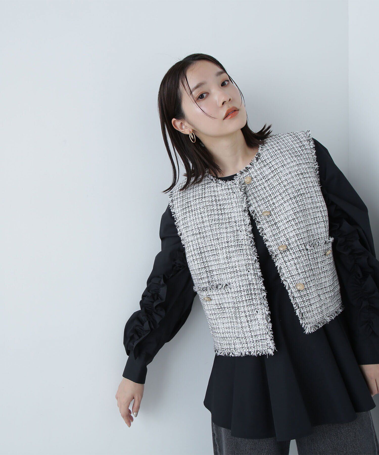  「フリルスリーブペプラムブラウス　24AW」|シャツ・ブラウス|