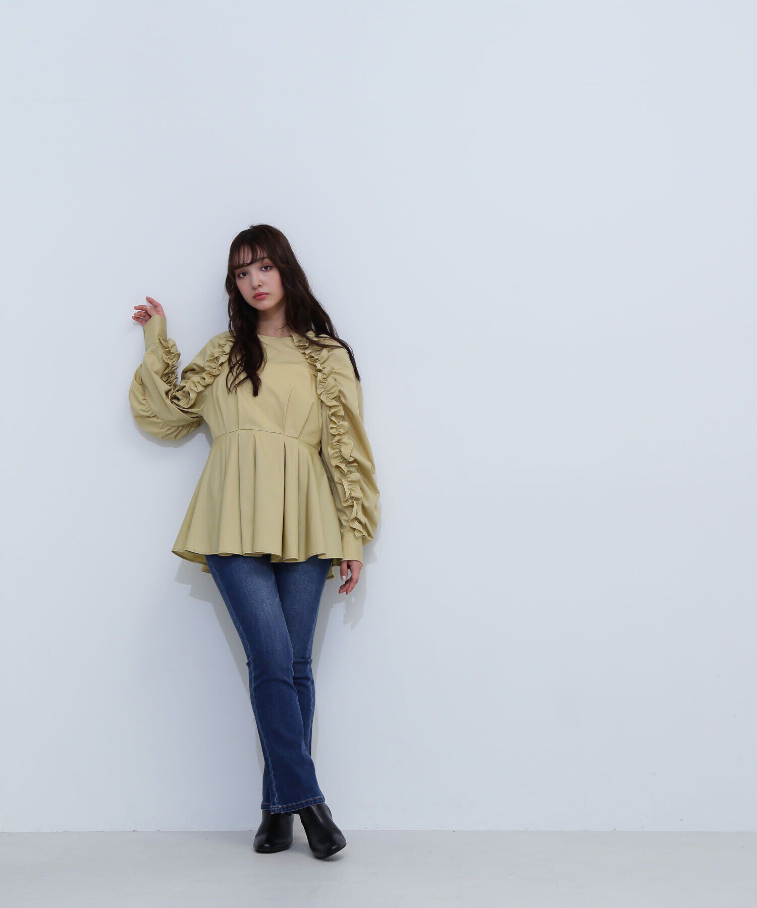  「フリルスリーブペプラムブラウス　24AW」|シャツ・ブラウス|