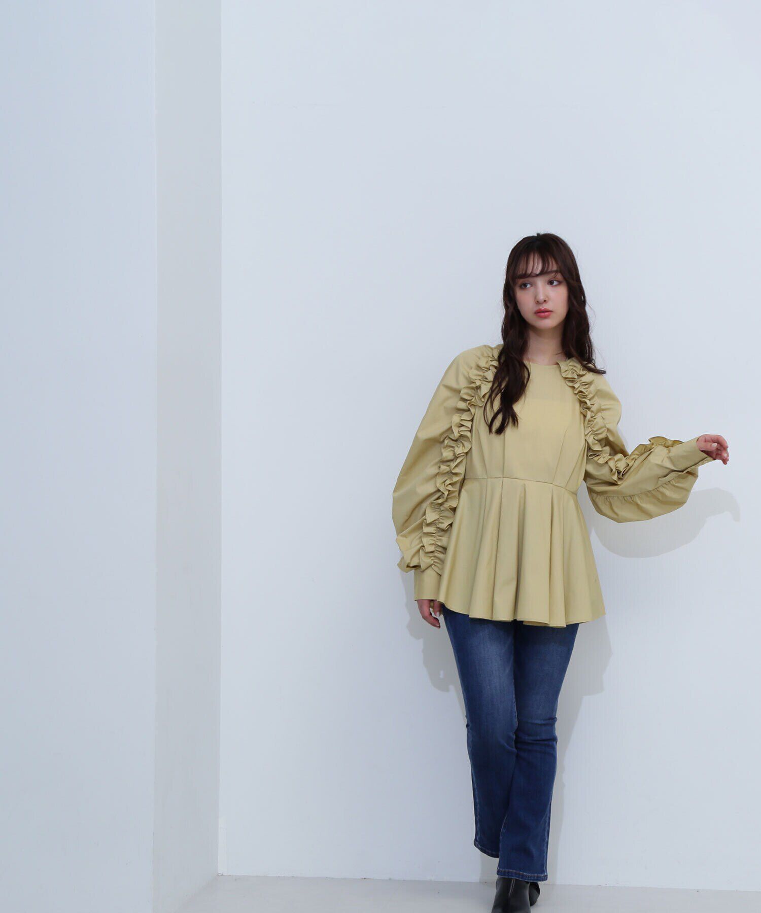  「フリルスリーブペプラムブラウス　24AW」|シャツ・ブラウス|