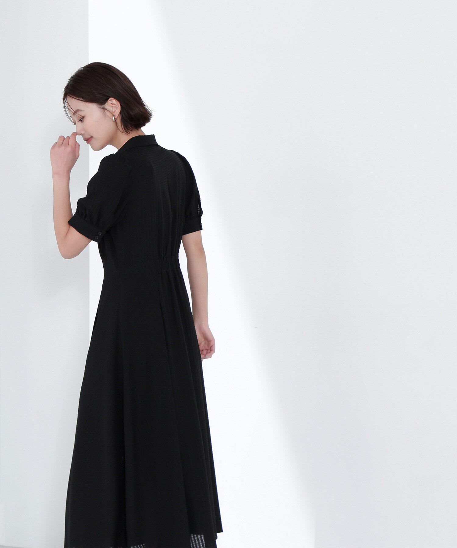  「シャツカラーサッカーワンピース」|ワンピース|