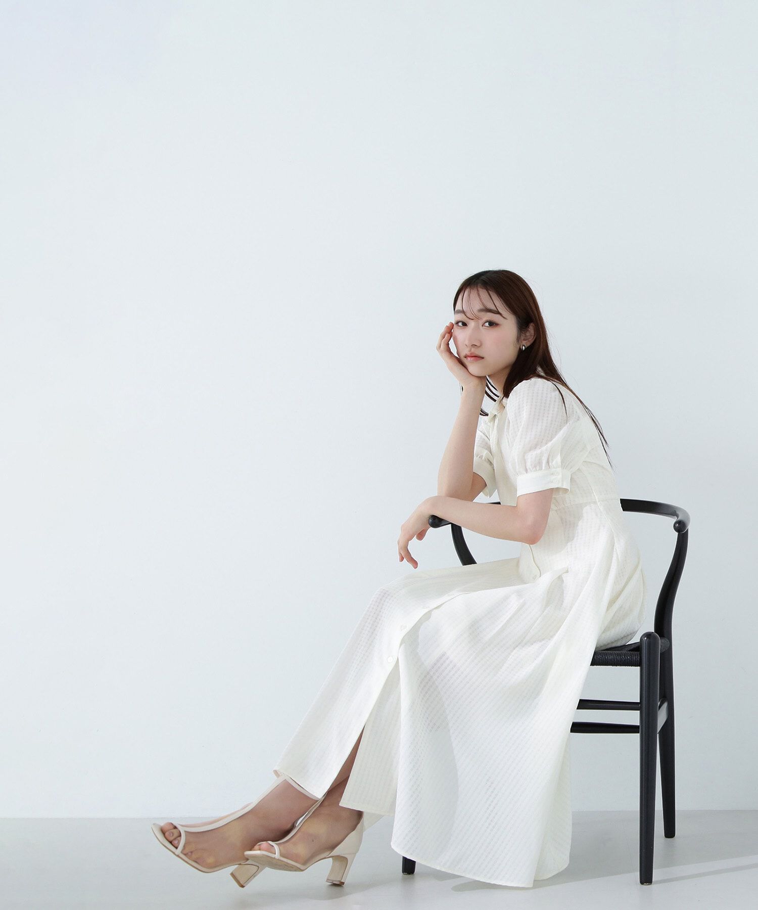  「シャツカラーサッカーワンピース」|ワンピース|オフ1