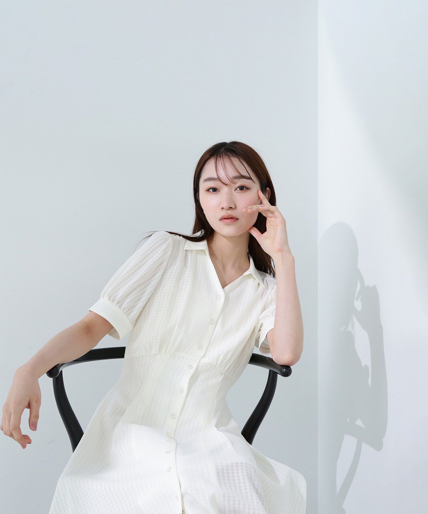  「シャツカラーサッカーワンピース」|ワンピース|