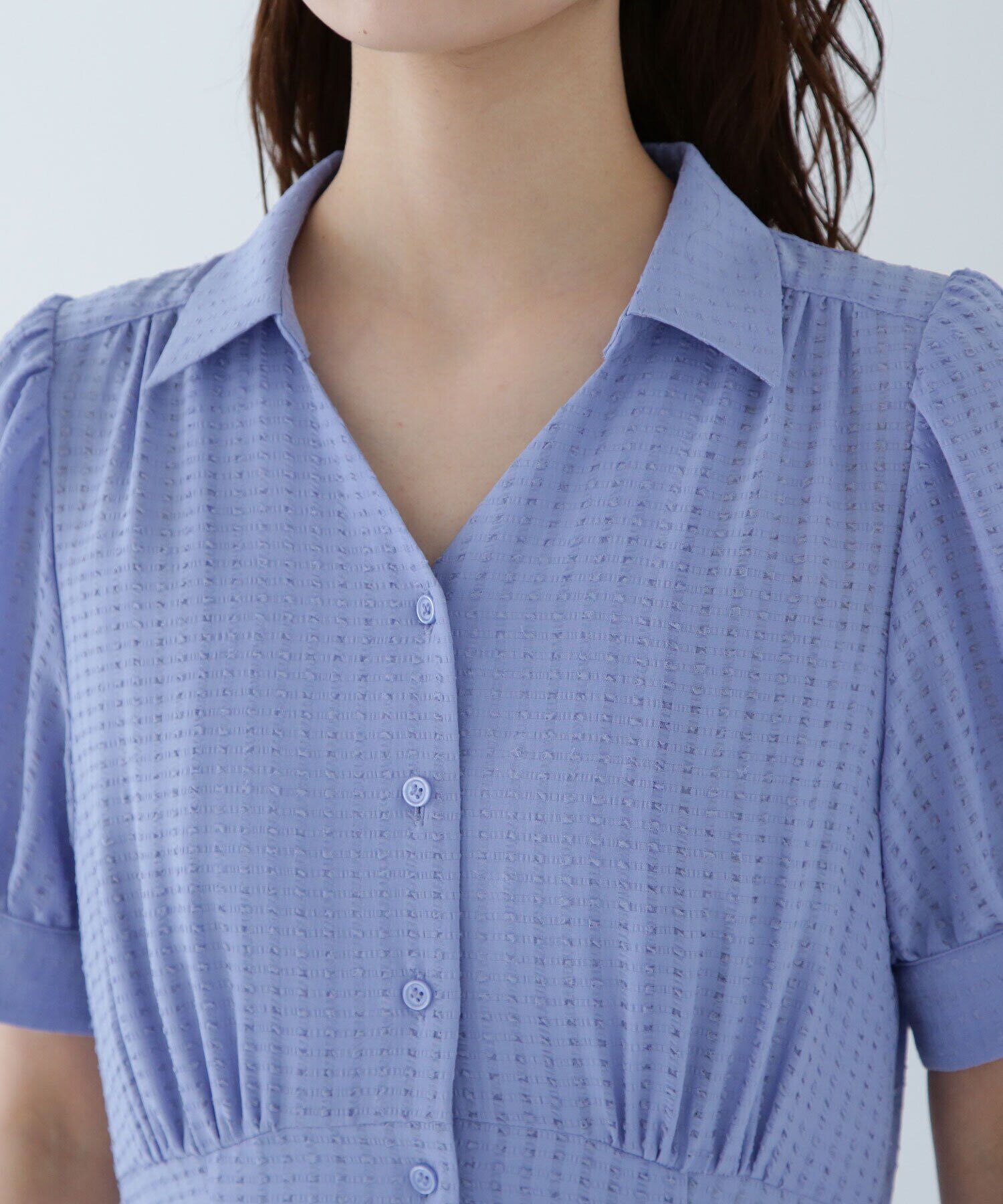  「シャツカラーサッカーワンピース」|ワンピース|