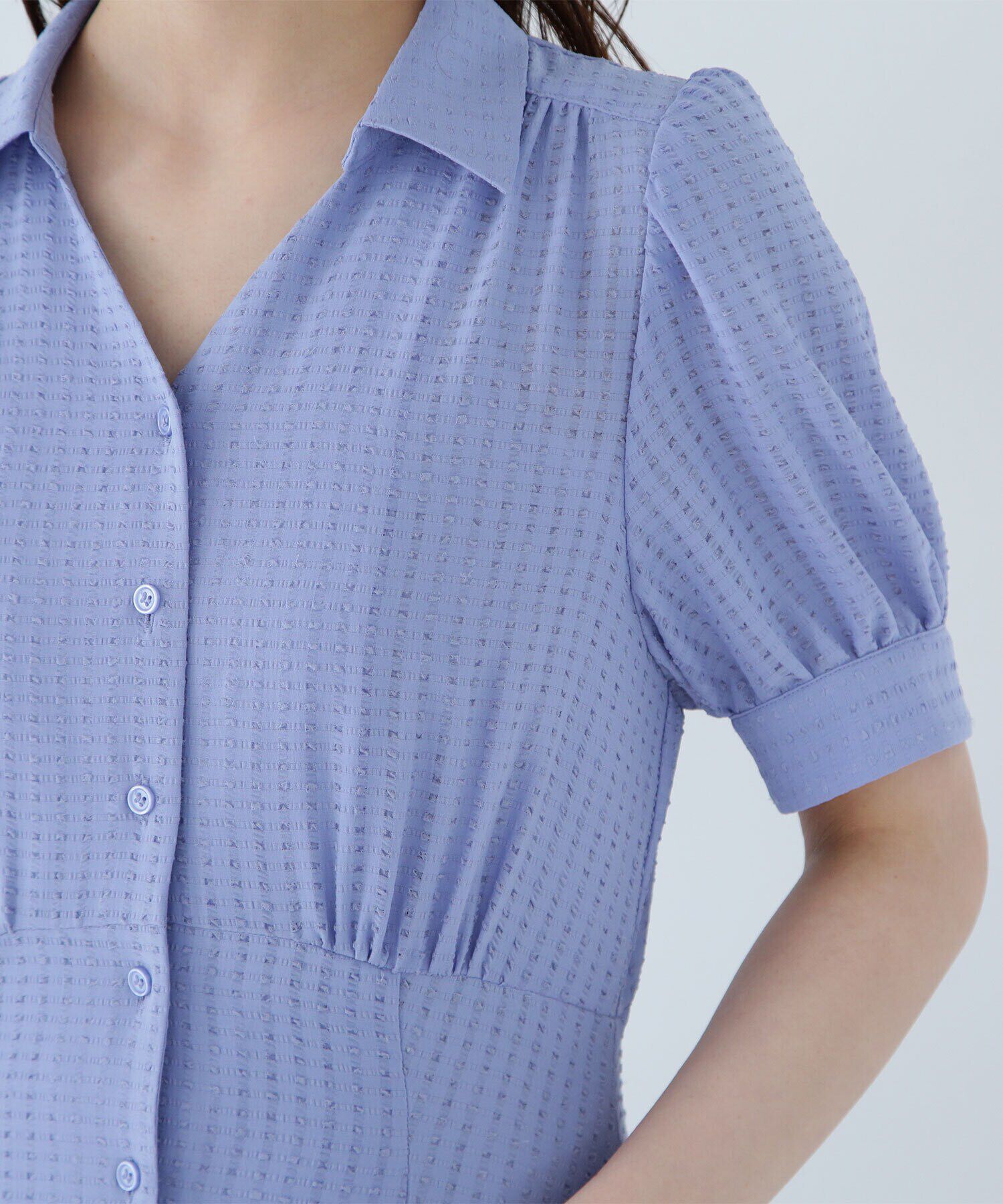  「シャツカラーサッカーワンピース」|ワンピース|