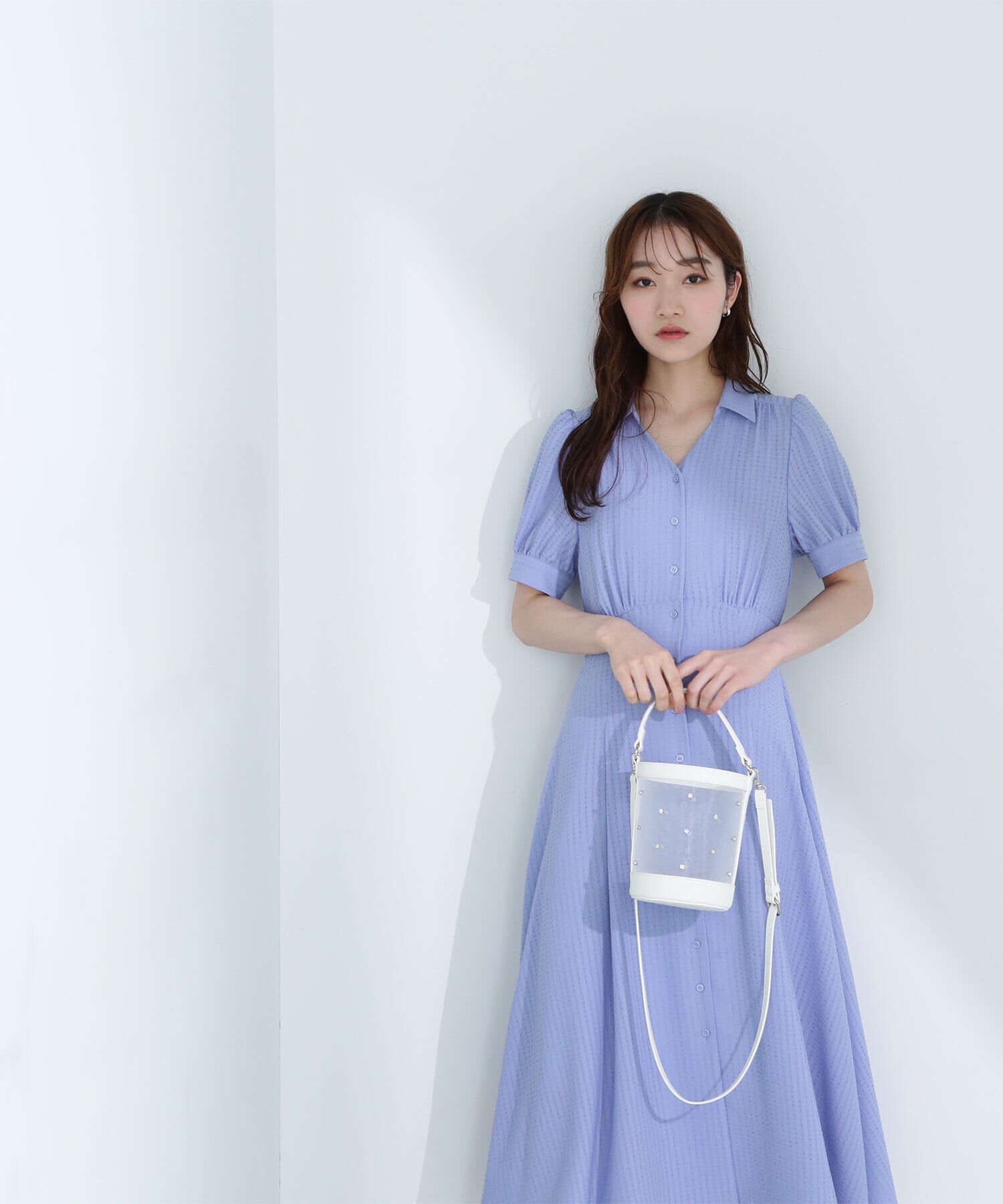  「シャツカラーサッカーワンピース」|ワンピース|