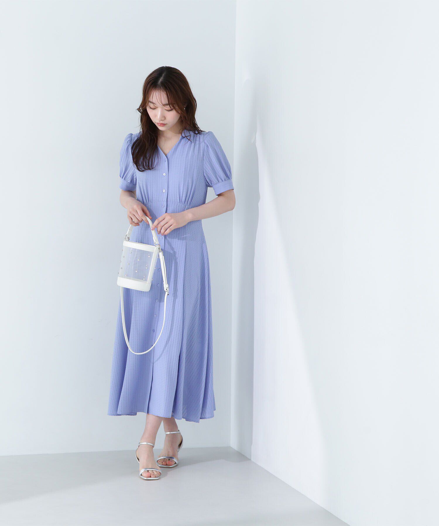  「シャツカラーサッカーワンピース」|ワンピース|