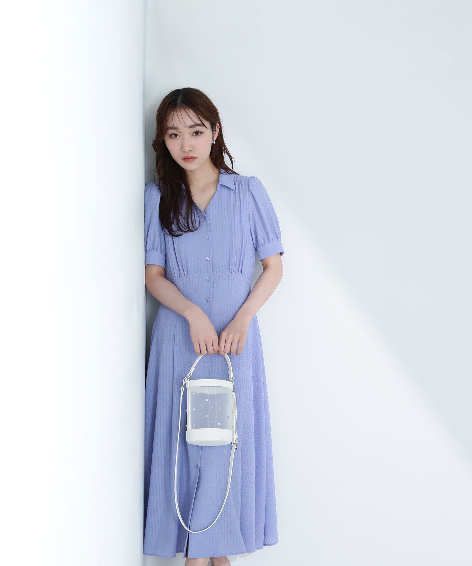  「シャツカラーサッカーワンピース」|ワンピース|