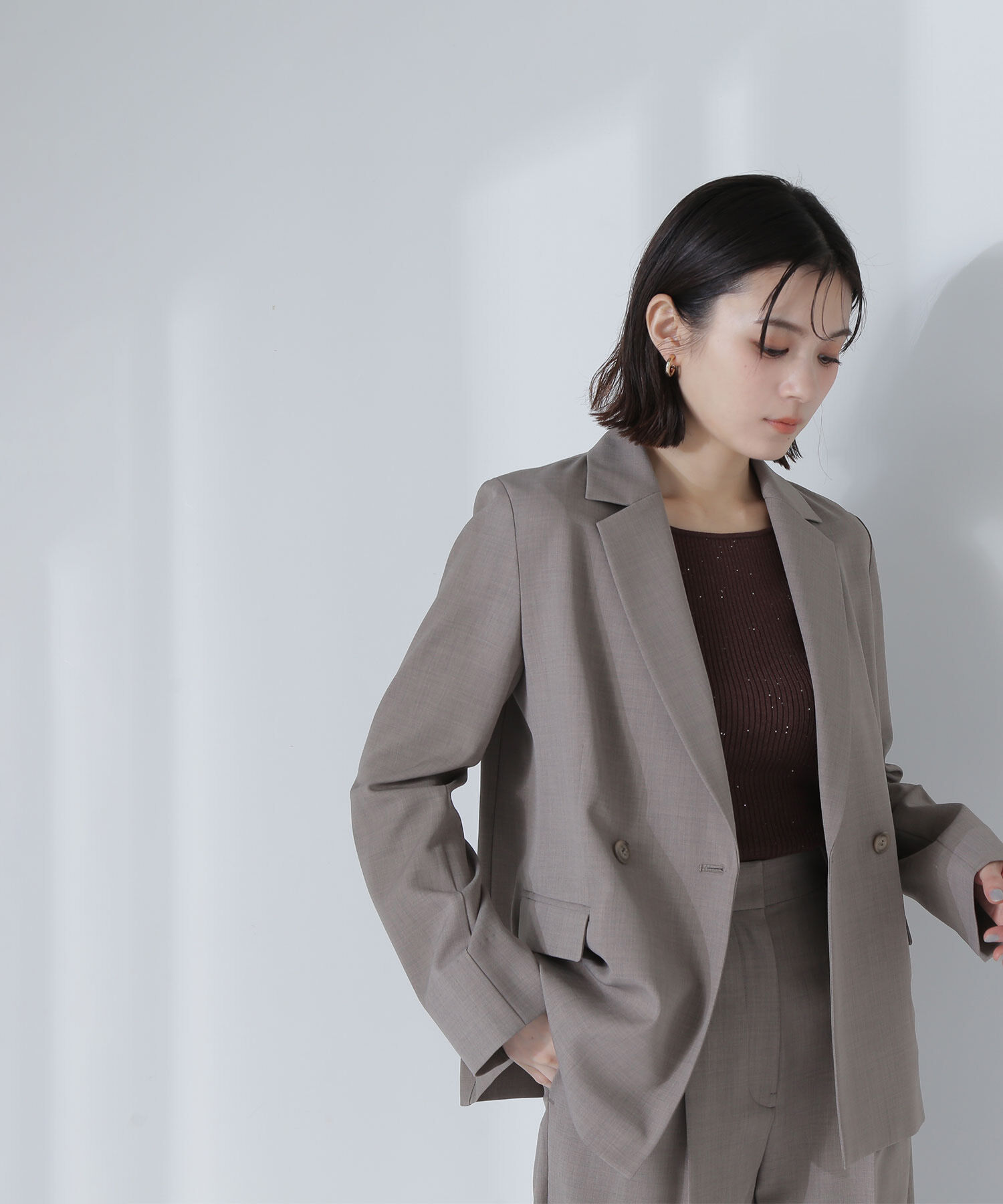  「リネンライク SETUP ダブルブレストジャケット」|その他|