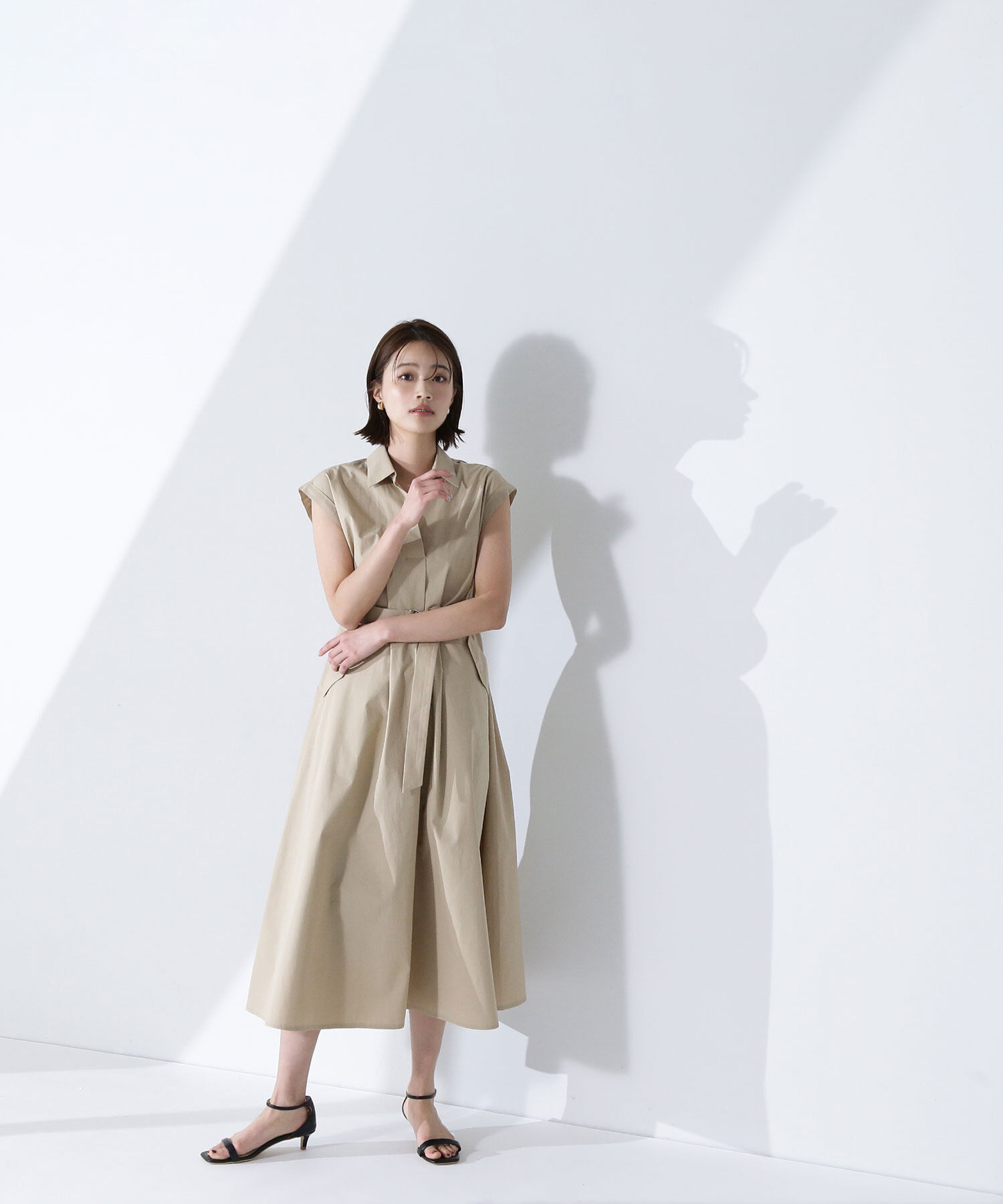  「ベルテッドポケットシャツワンピース」|ワンピース|
