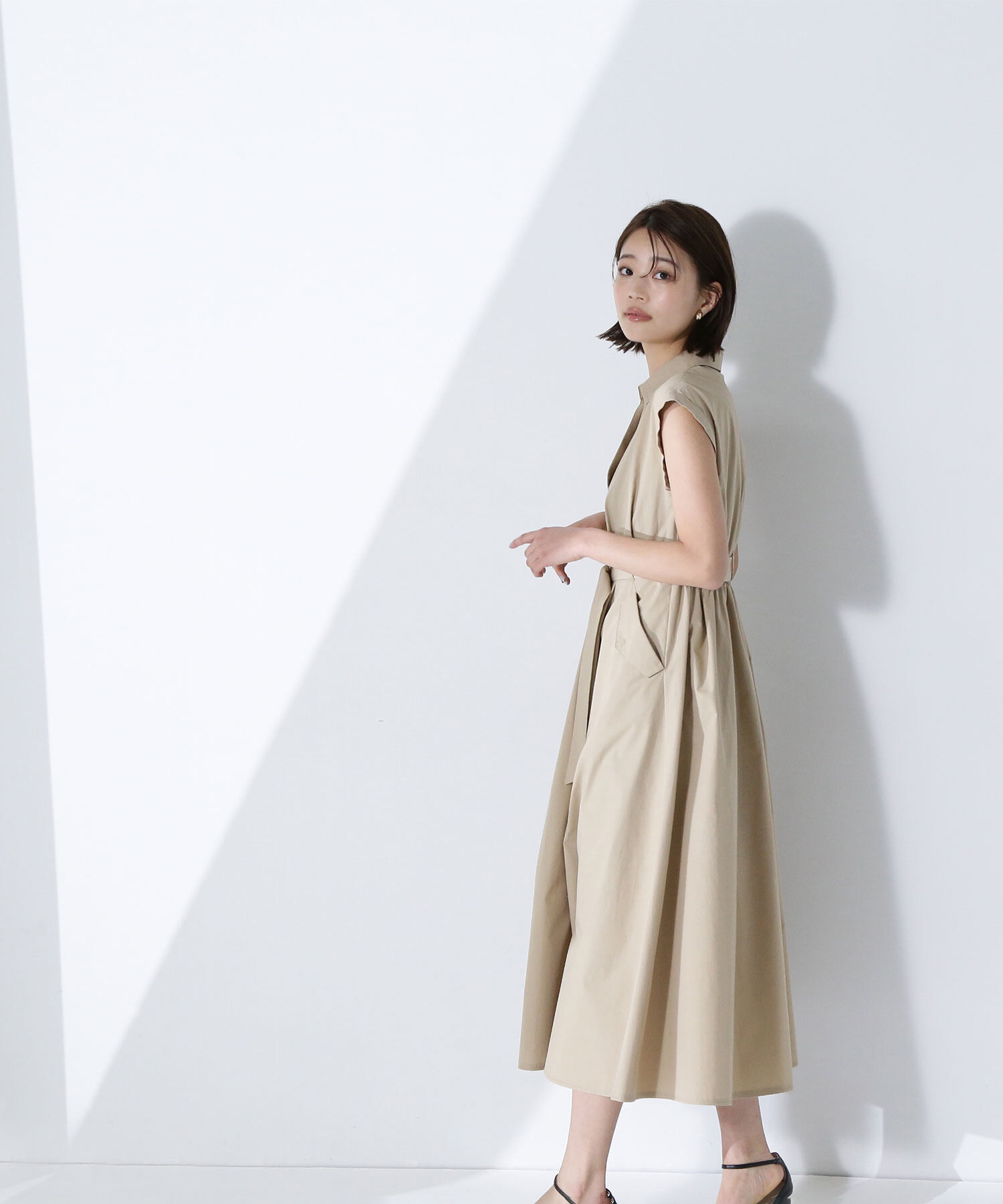  「ベルテッドポケットシャツワンピース」|ワンピース|