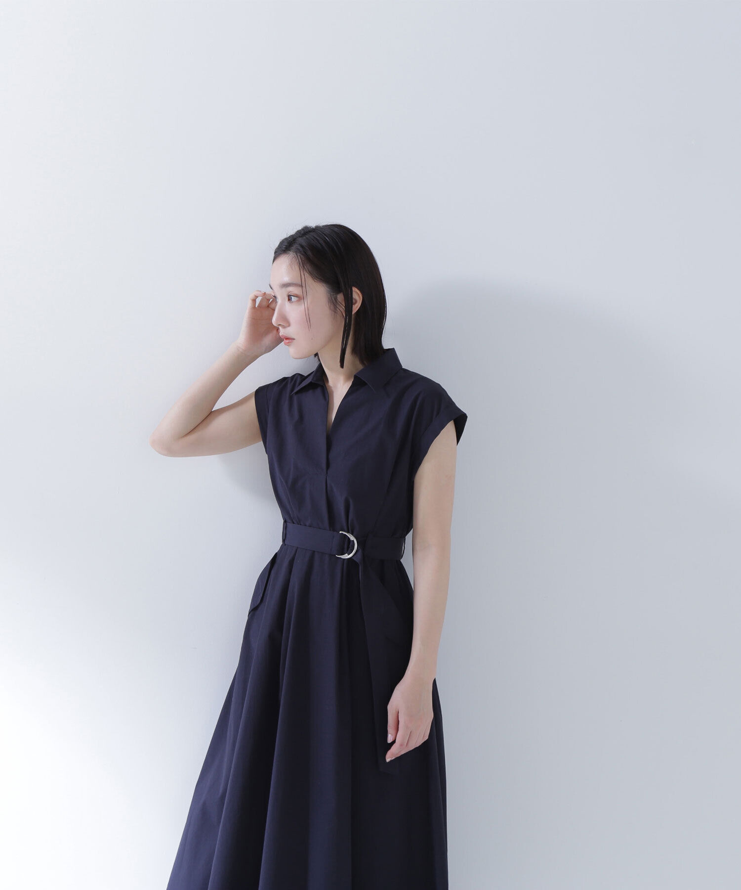  「ベルテッドポケットシャツワンピース」|ワンピース|