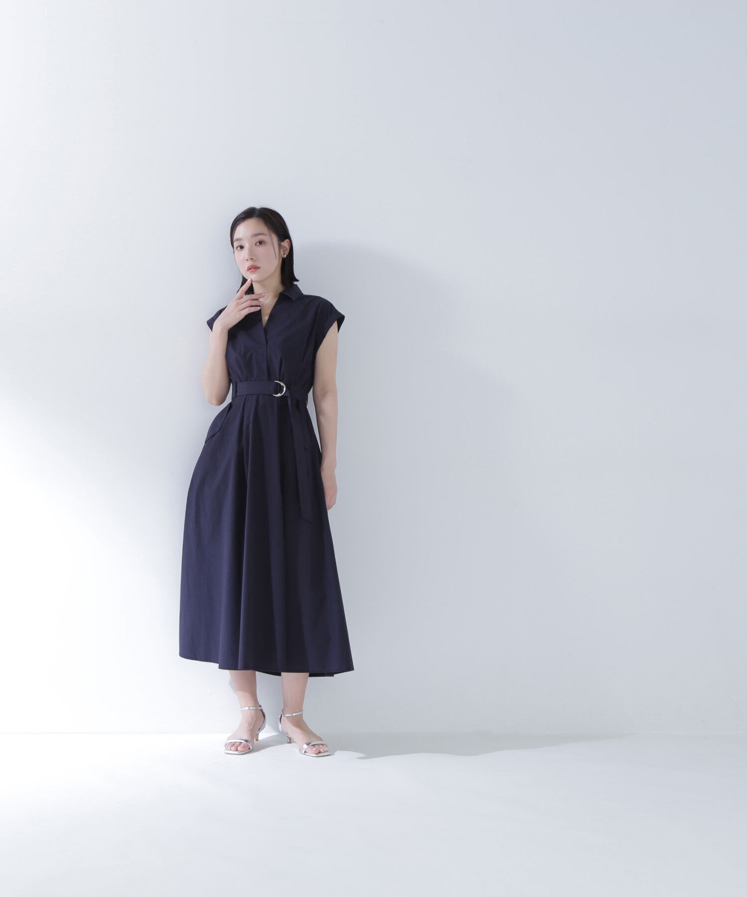  「ベルテッドポケットシャツワンピース」|ワンピース|