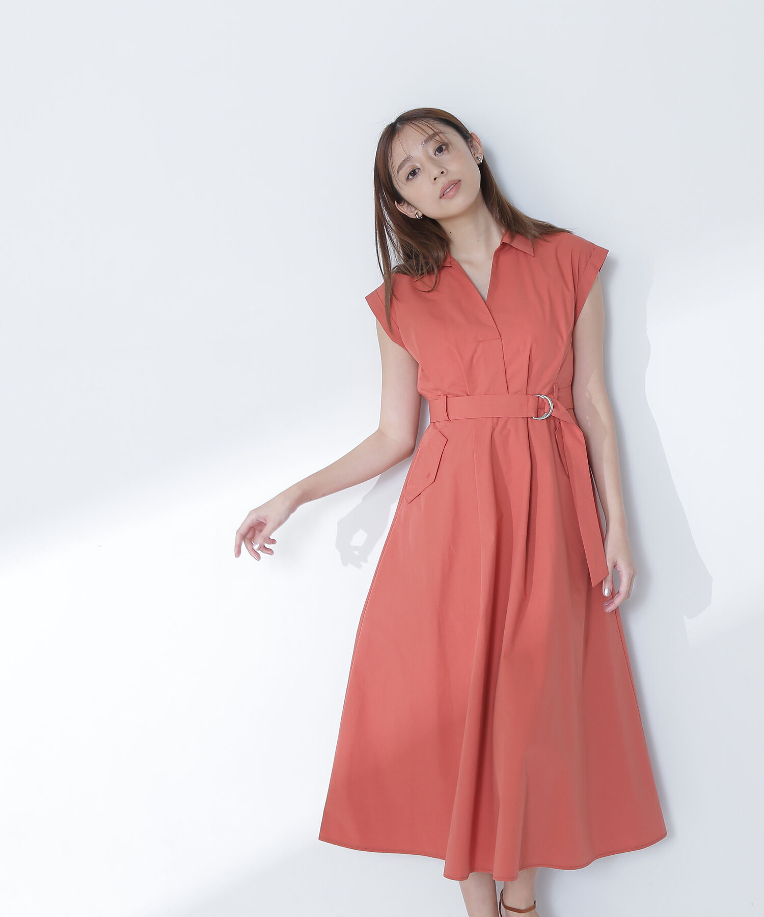  「ベルテッドポケットシャツワンピース」|ワンピース|