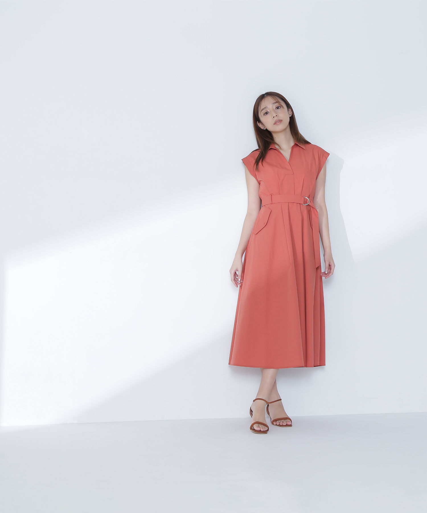  「ベルテッドポケットシャツワンピース」|ワンピース|