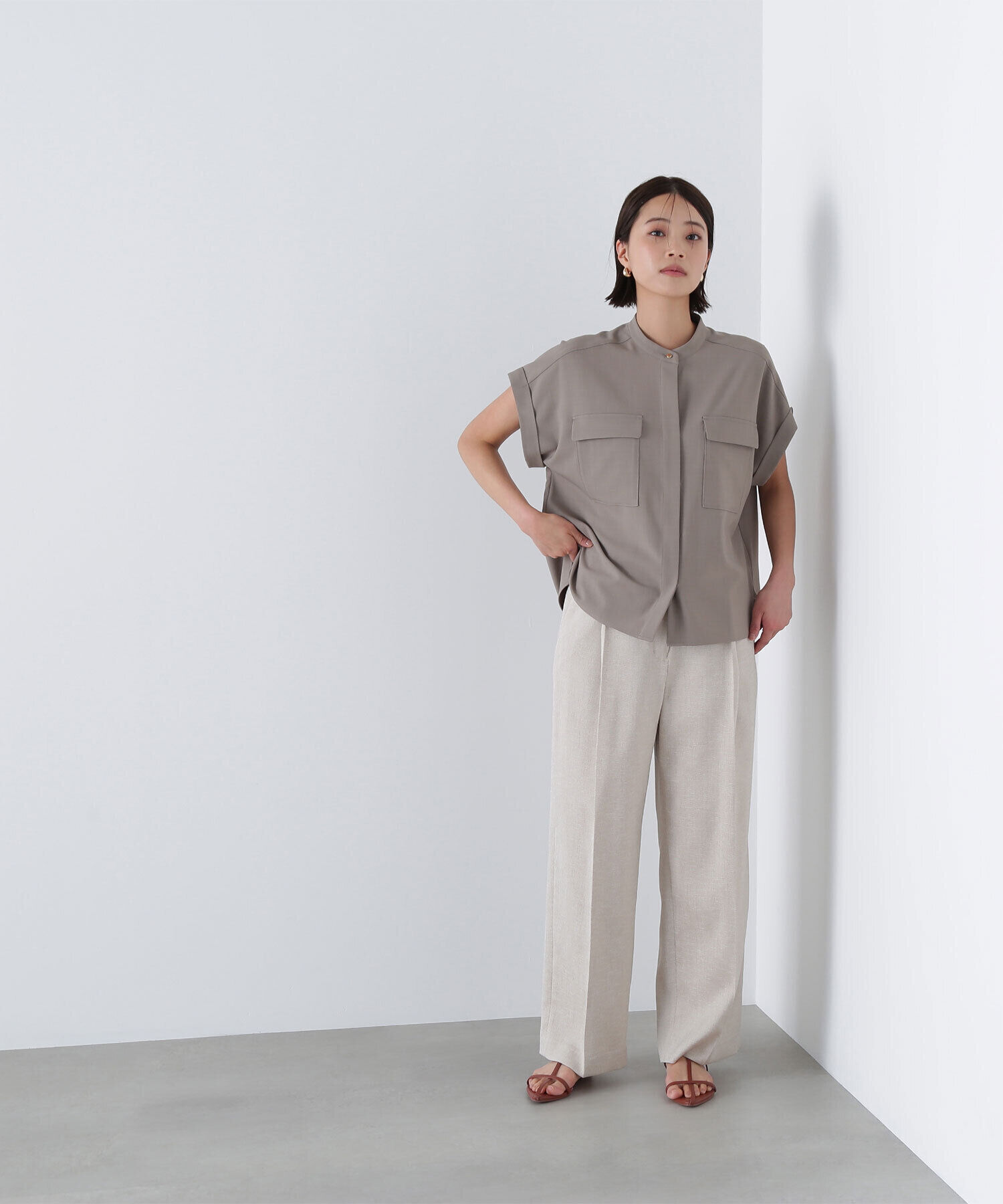  「ドライタッチダブルポケットブラウス」|シャツ・ブラウス|