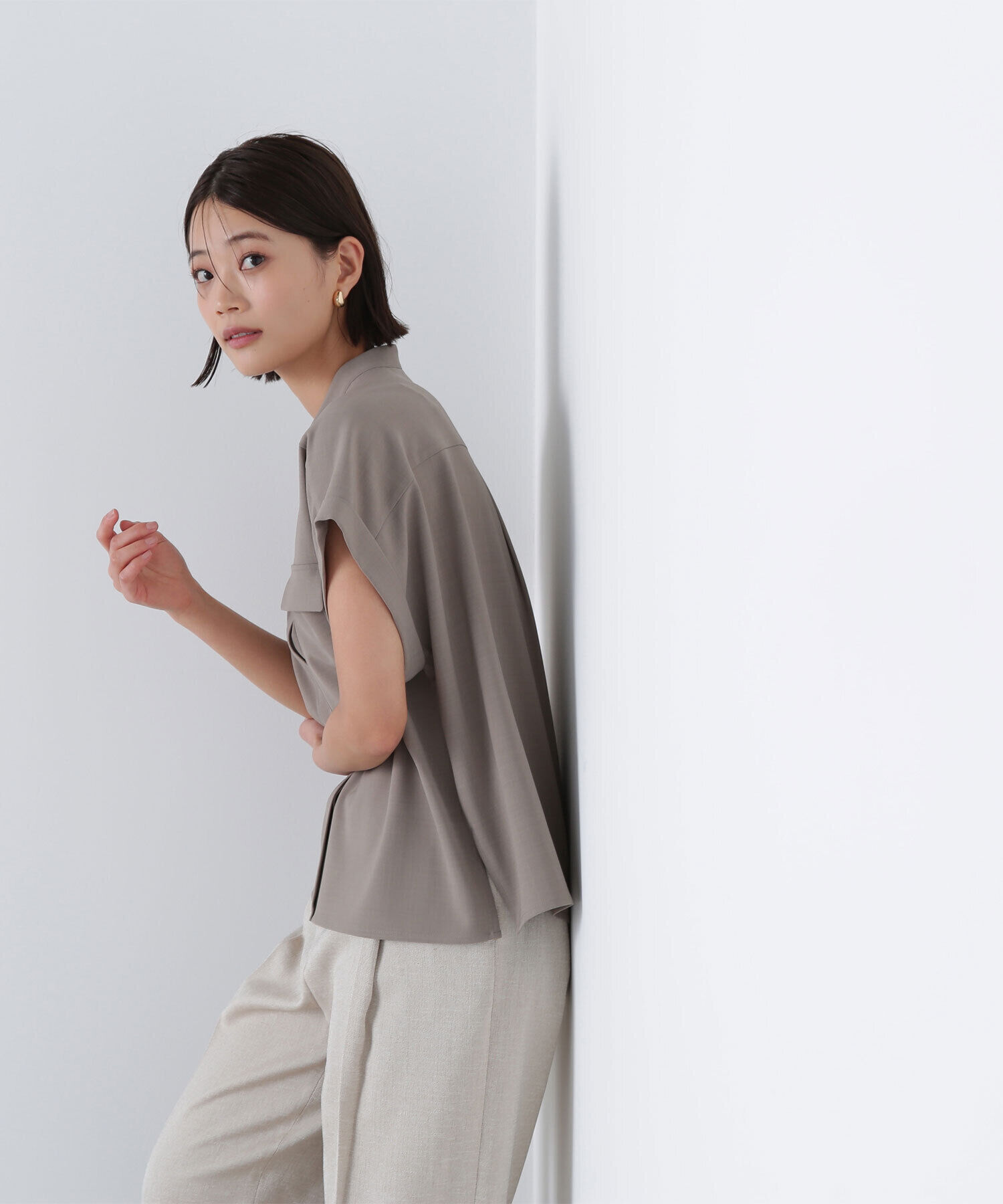  「ドライタッチダブルポケットブラウス」|シャツ・ブラウス|