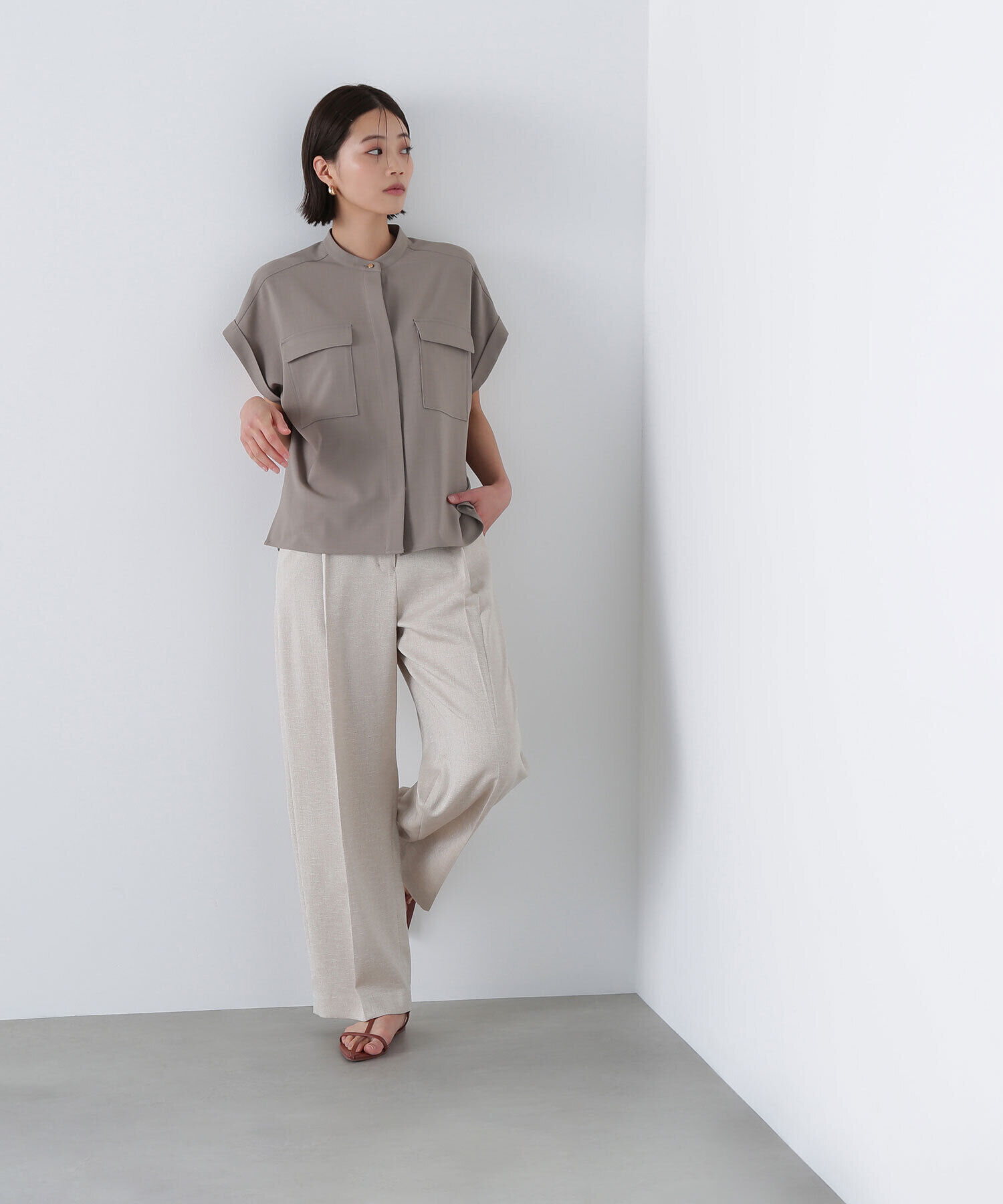  「ドライタッチダブルポケットブラウス」|シャツ・ブラウス|