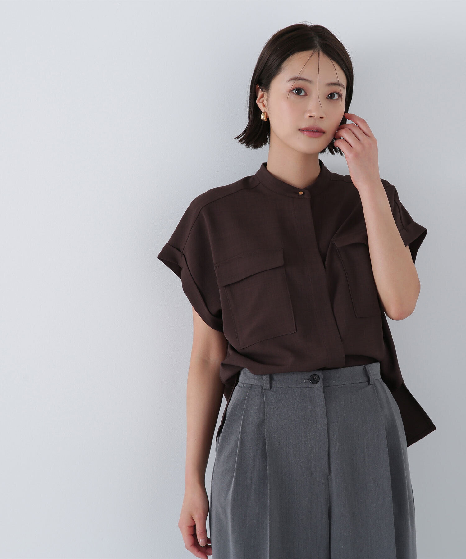  「ドライタッチダブルポケットブラウス」|シャツ・ブラウス|