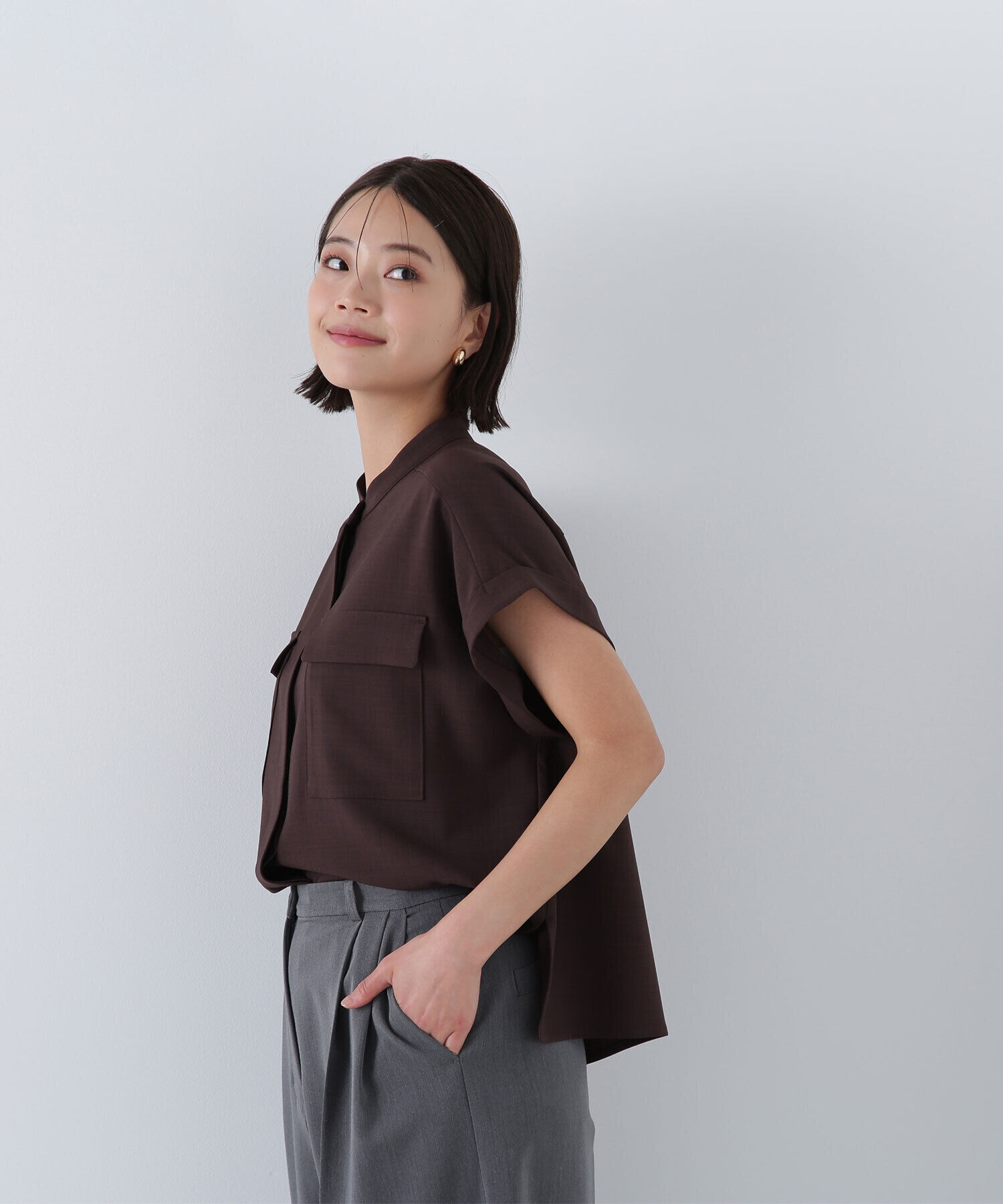  「ドライタッチダブルポケットブラウス」|シャツ・ブラウス|