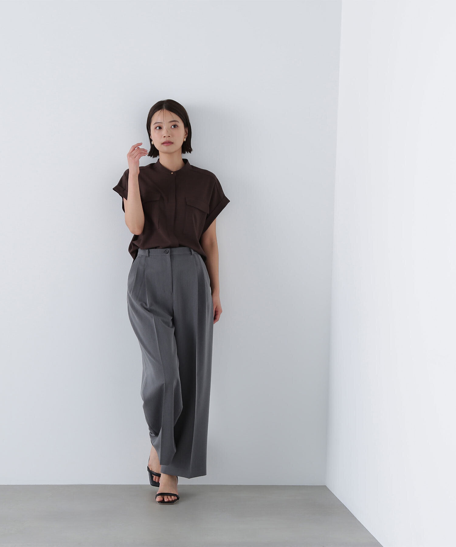  「ドライタッチダブルポケットブラウス」|シャツ・ブラウス|