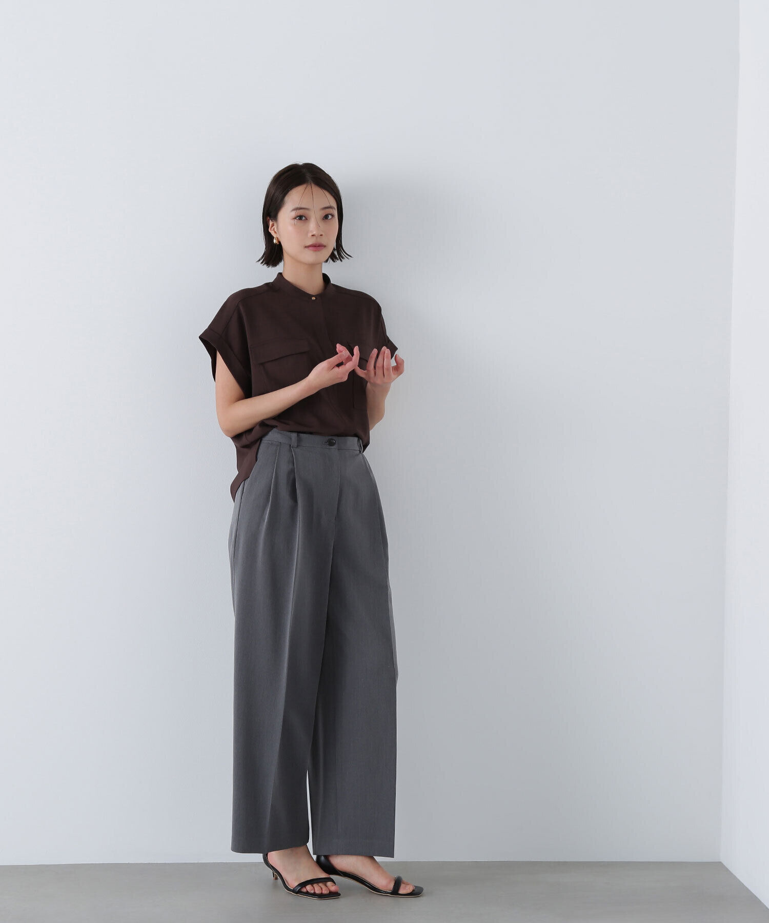  「ドライタッチダブルポケットブラウス」|シャツ・ブラウス|