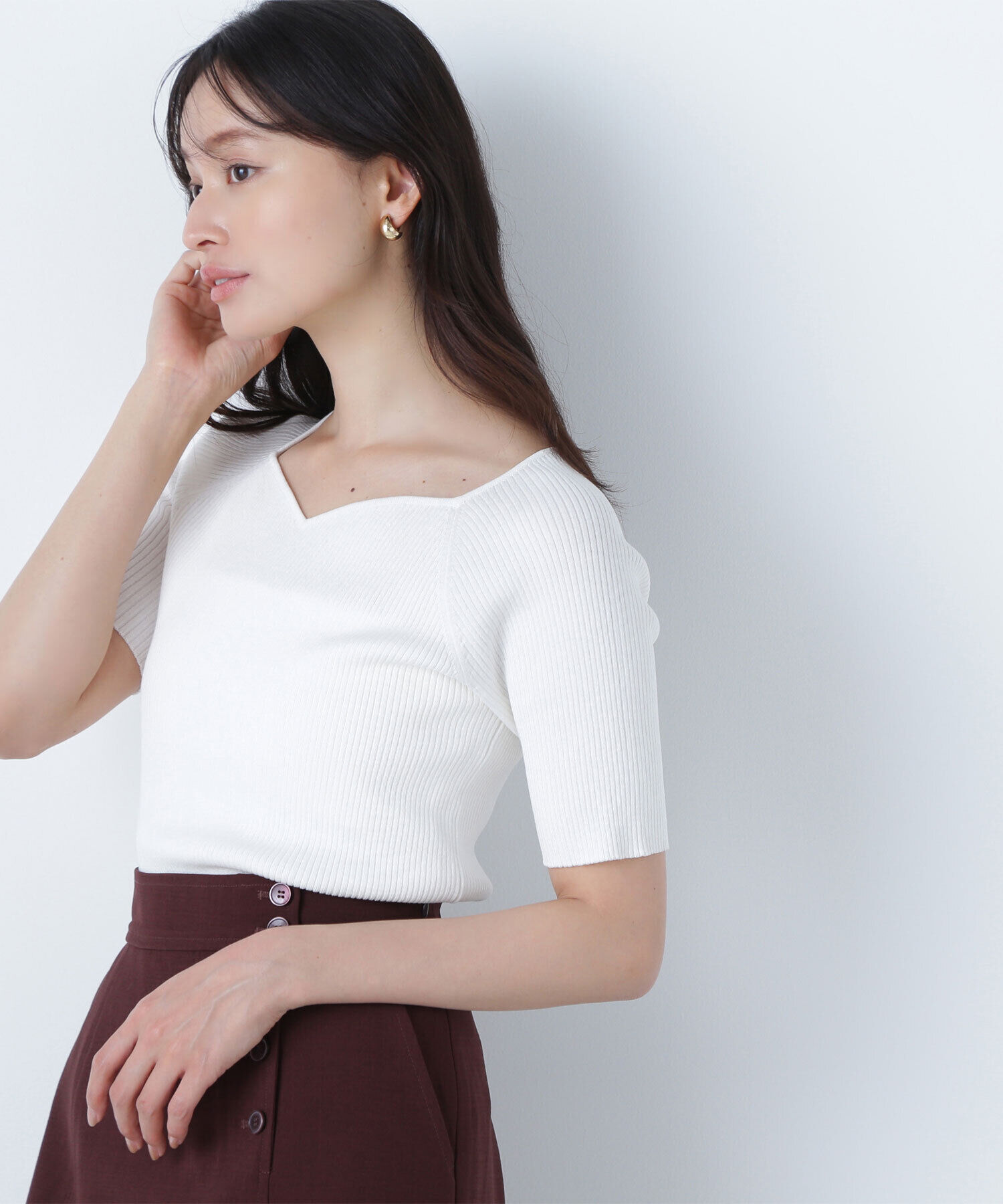  「ラグランハートネックニット」|ニット・セーター|