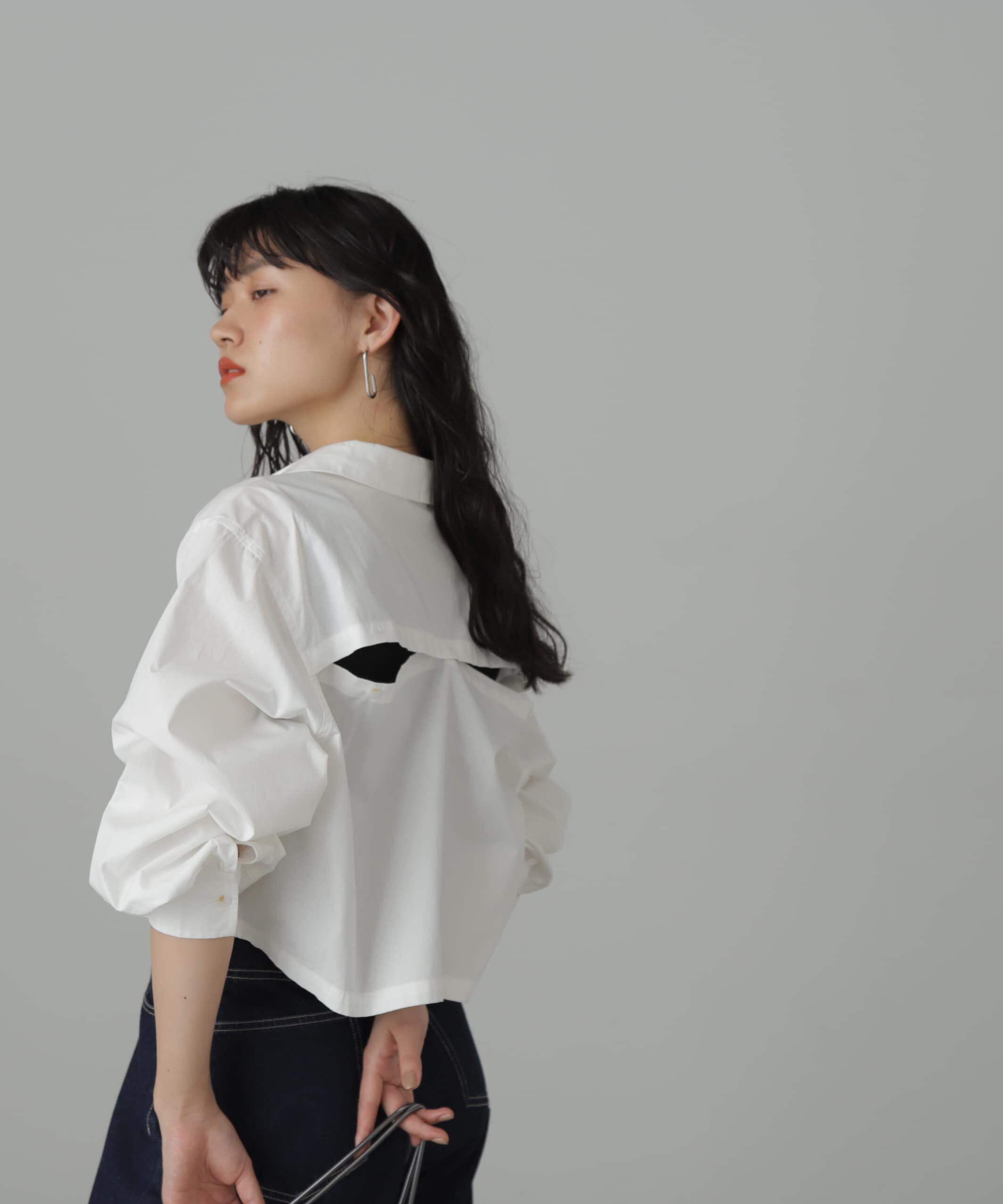  「バックシャンボリュームスリーブショート丈シャツ」|シャツ・ブラウス|