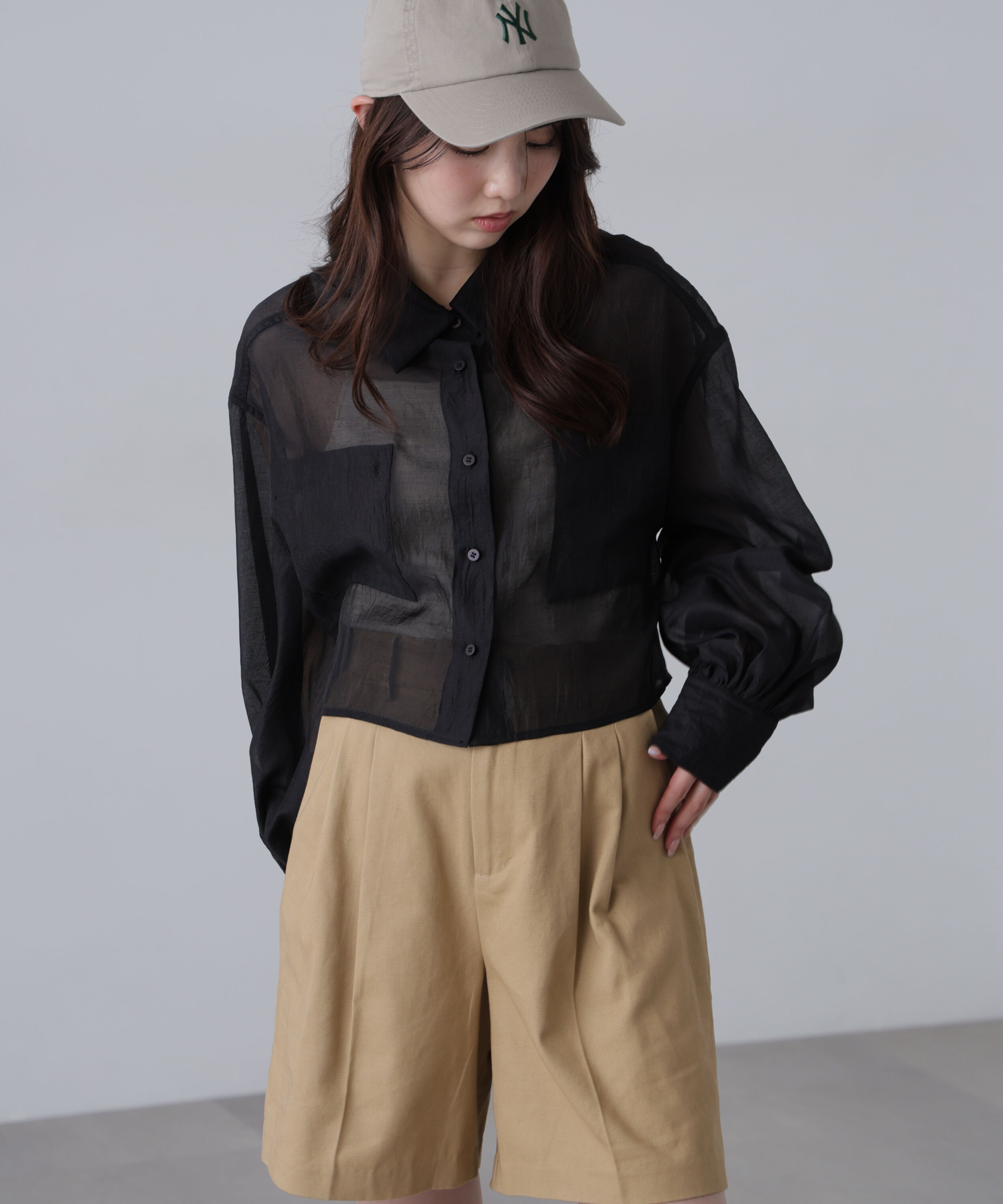  「シアーオーガンジーショート丈シャツ」|シャツ・ブラウス|