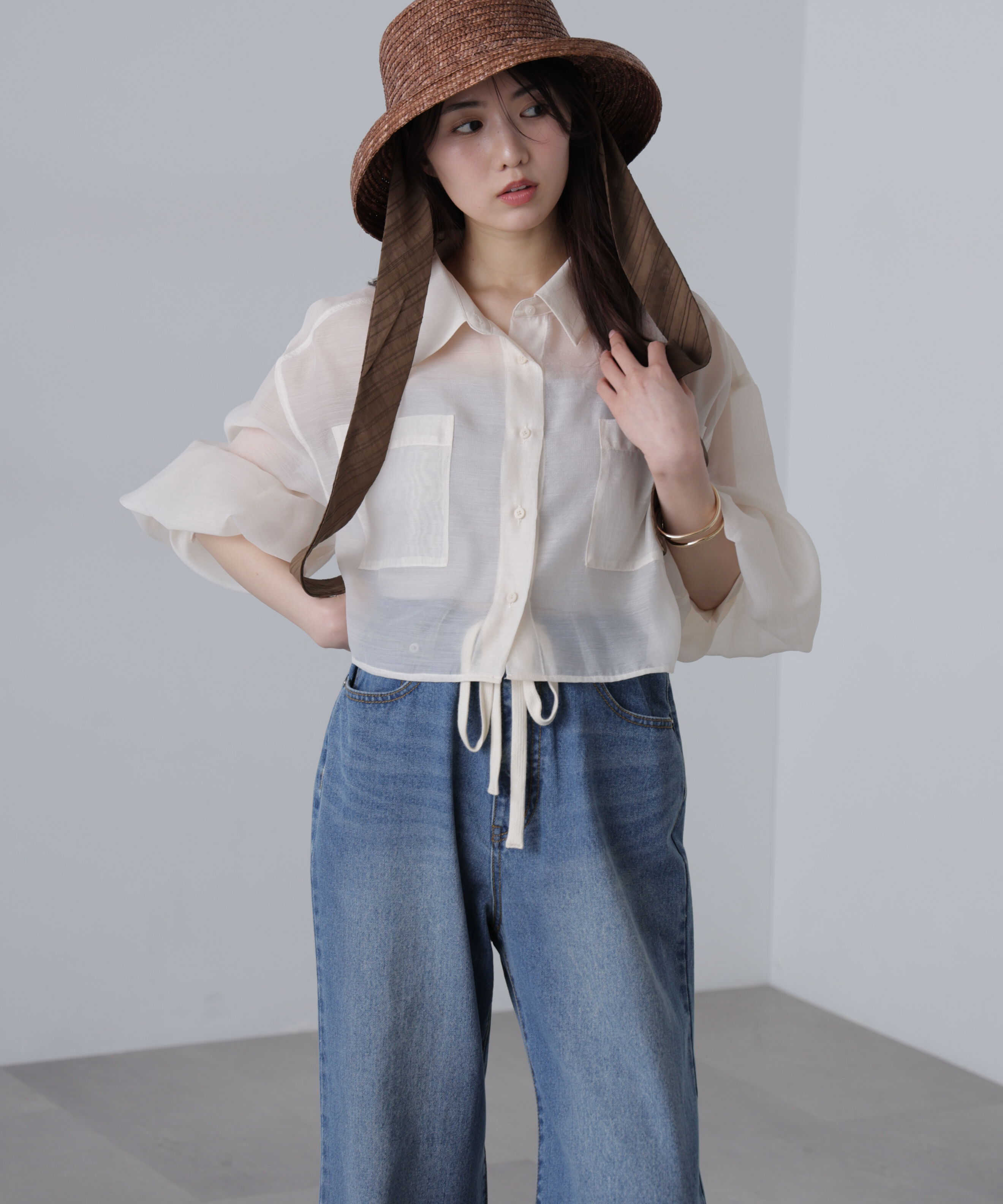  「シアーオーガンジーショート丈シャツ」|シャツ・ブラウス|