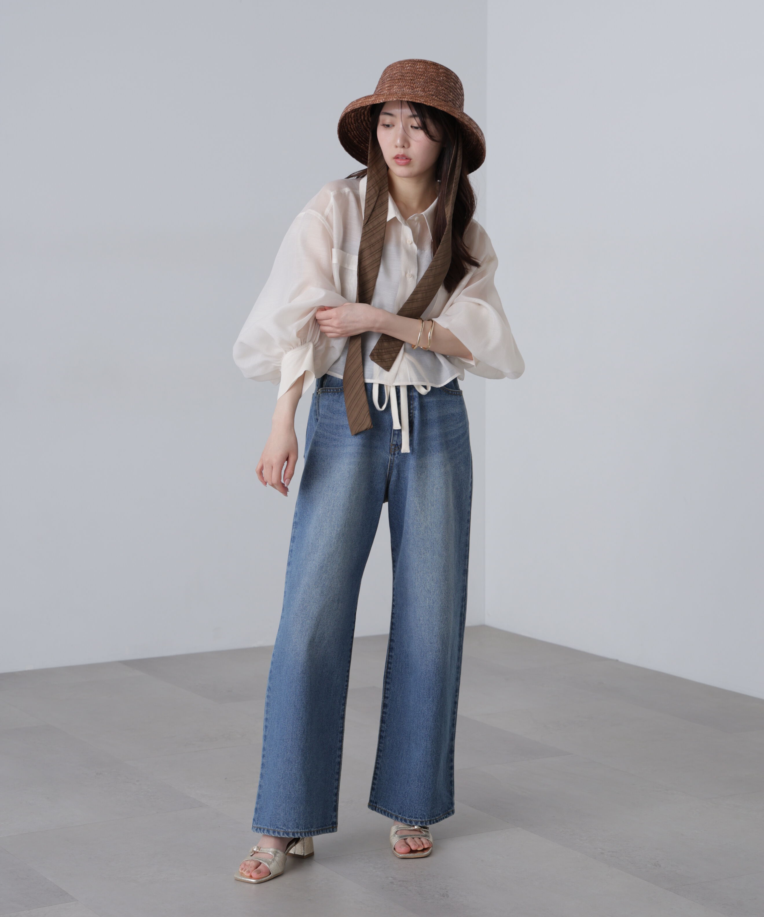  「シアーオーガンジーショート丈シャツ」|シャツ・ブラウス|