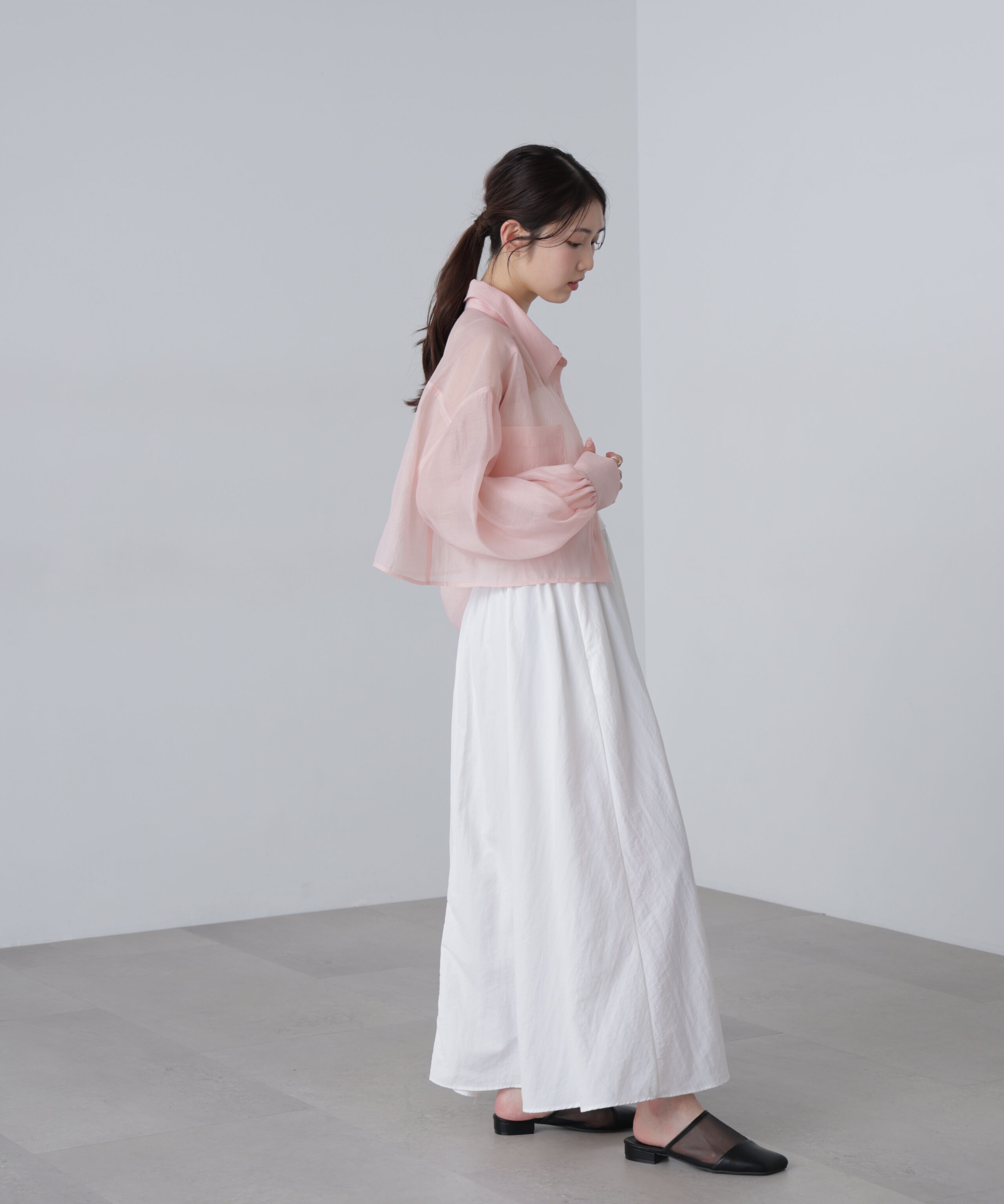  「シアーオーガンジーショート丈シャツ」|シャツ・ブラウス|