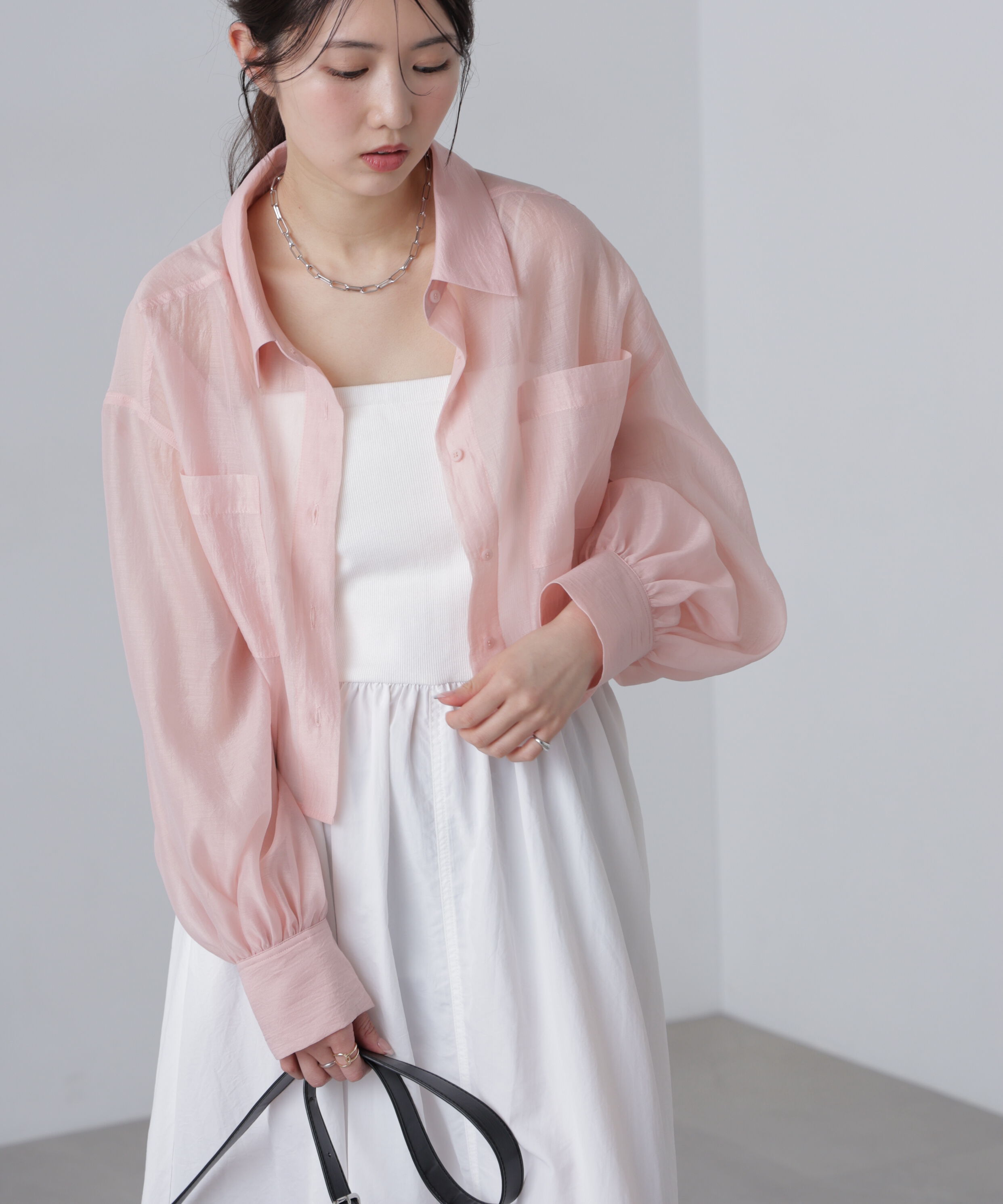  「シアーオーガンジーショート丈シャツ」|シャツ・ブラウス|