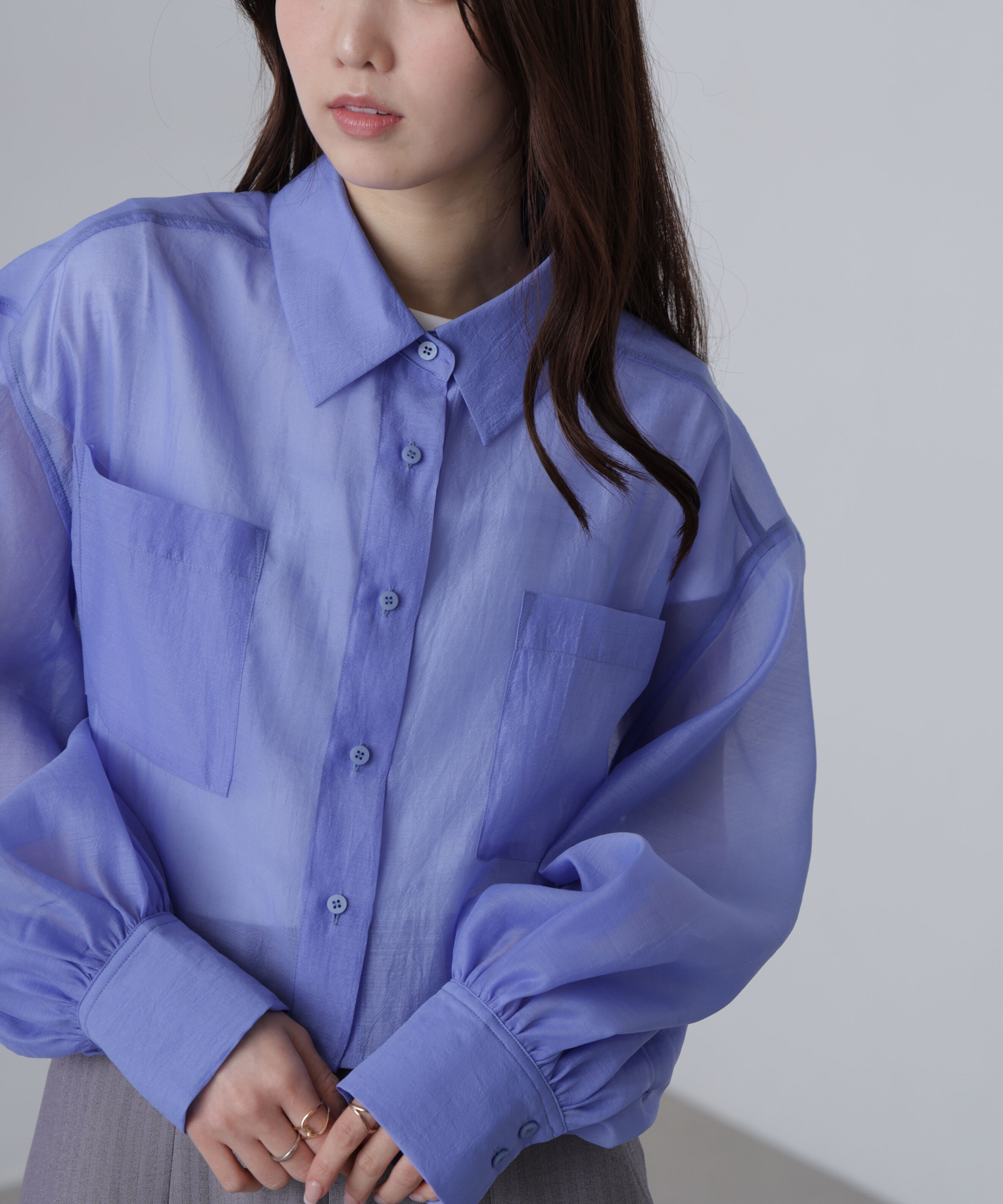  「シアーオーガンジーショート丈シャツ」|シャツ・ブラウス|