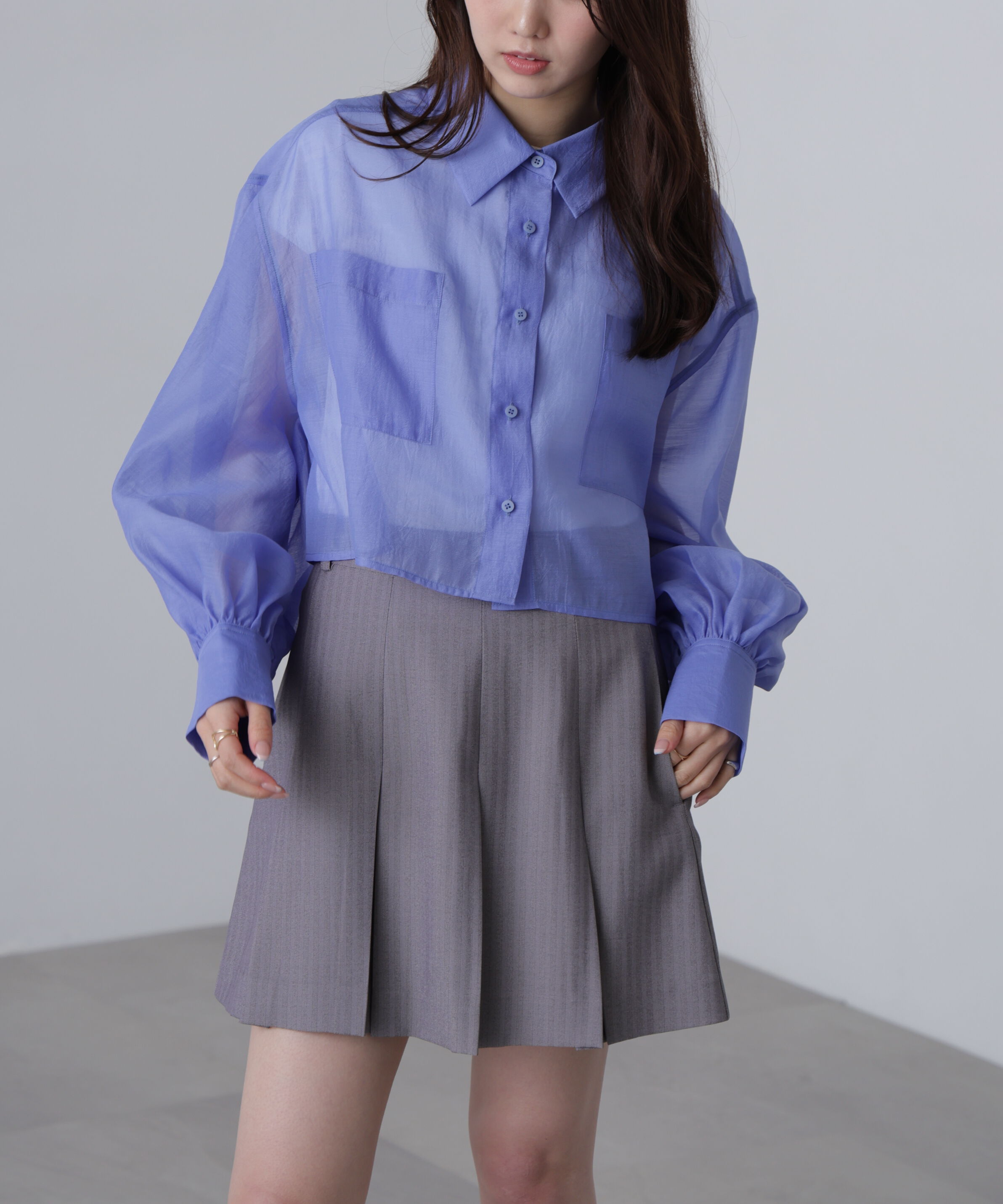  「シアーオーガンジーショート丈シャツ」|シャツ・ブラウス|