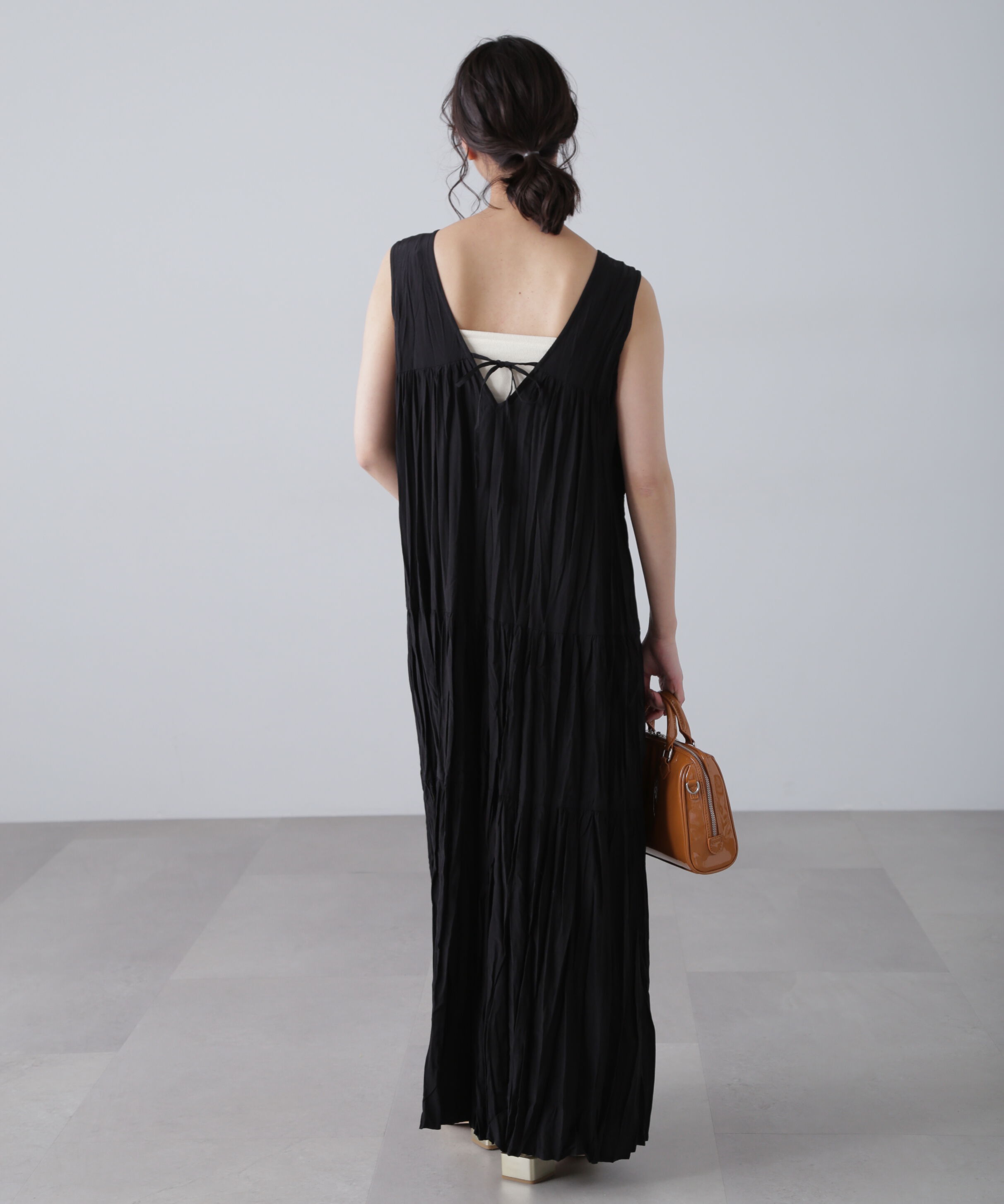  「ワッシャーティアードノースリーブワンピース」|ワンピース|