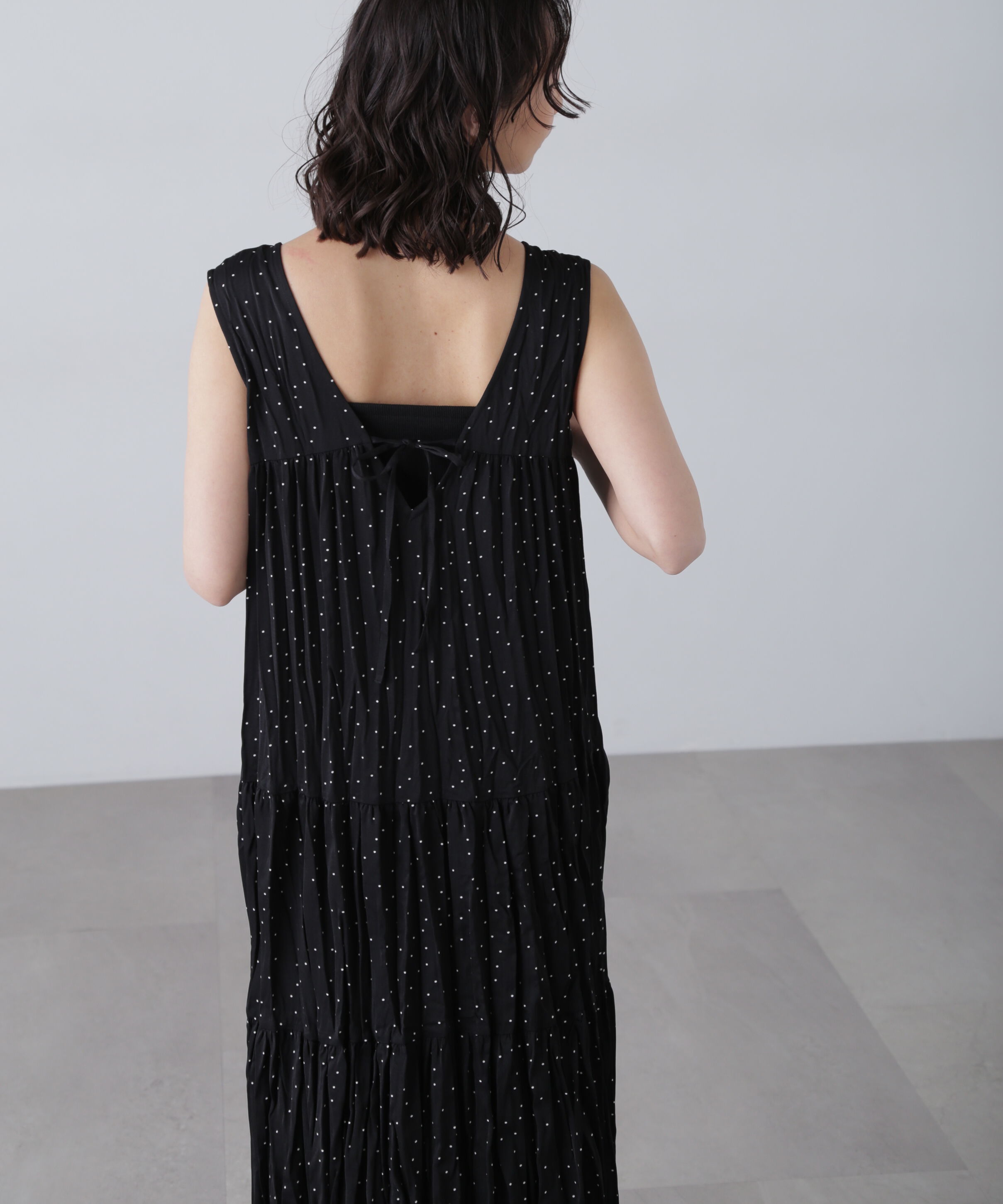  「ワッシャーティアードノースリーブワンピース」|ワンピース|