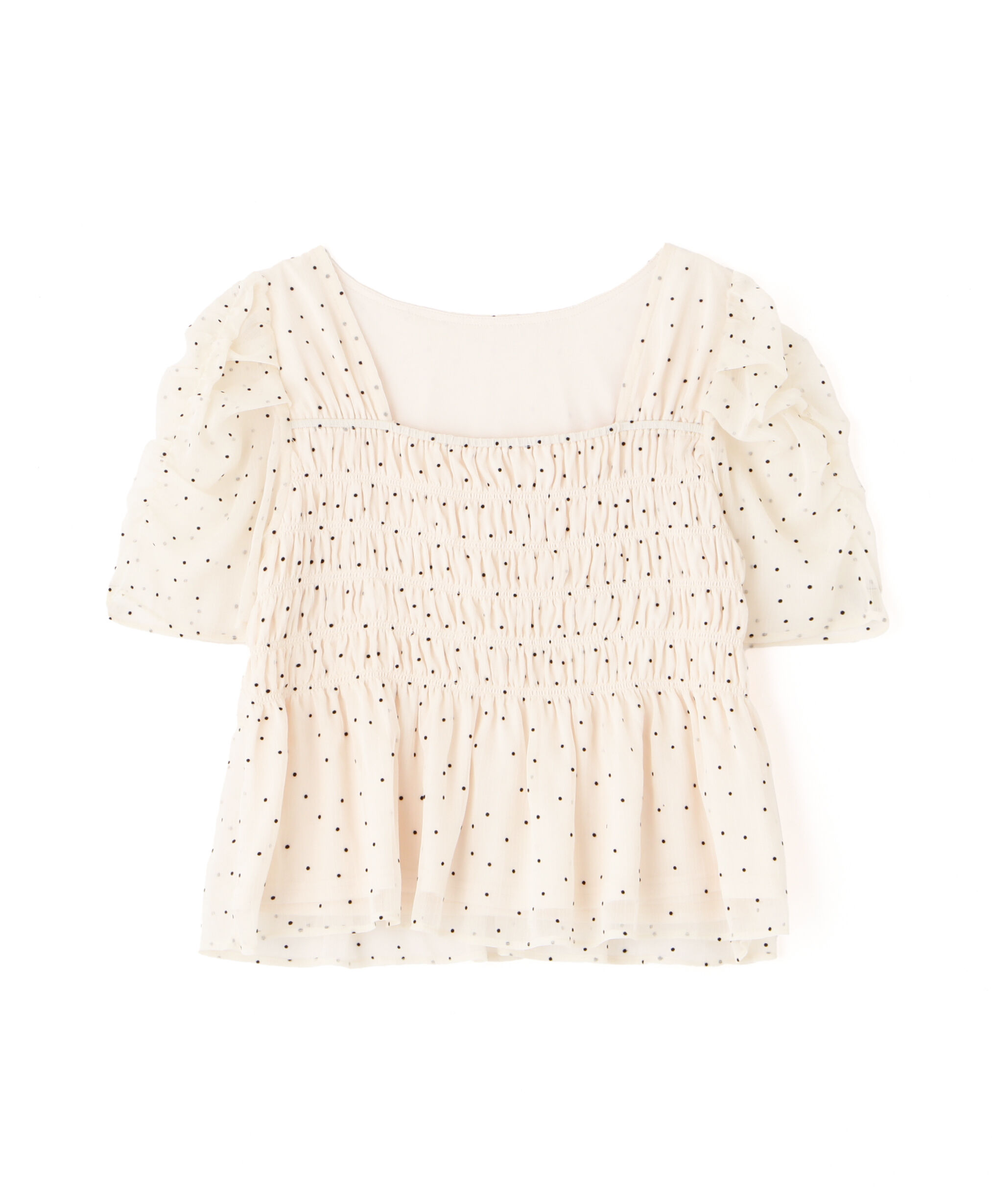  「フロッキードットシャーリングペプラムブラウス」|シャツ・ブラウス|