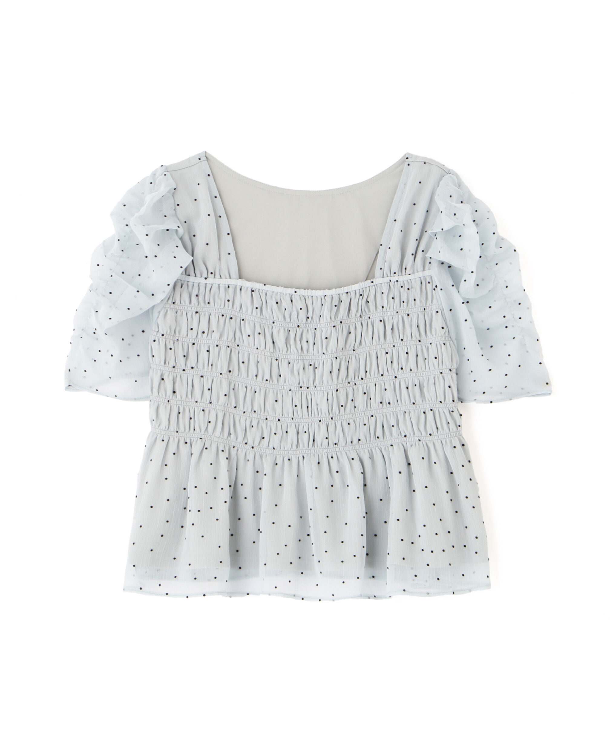  「フロッキードットシャーリングペプラムブラウス」|シャツ・ブラウス|