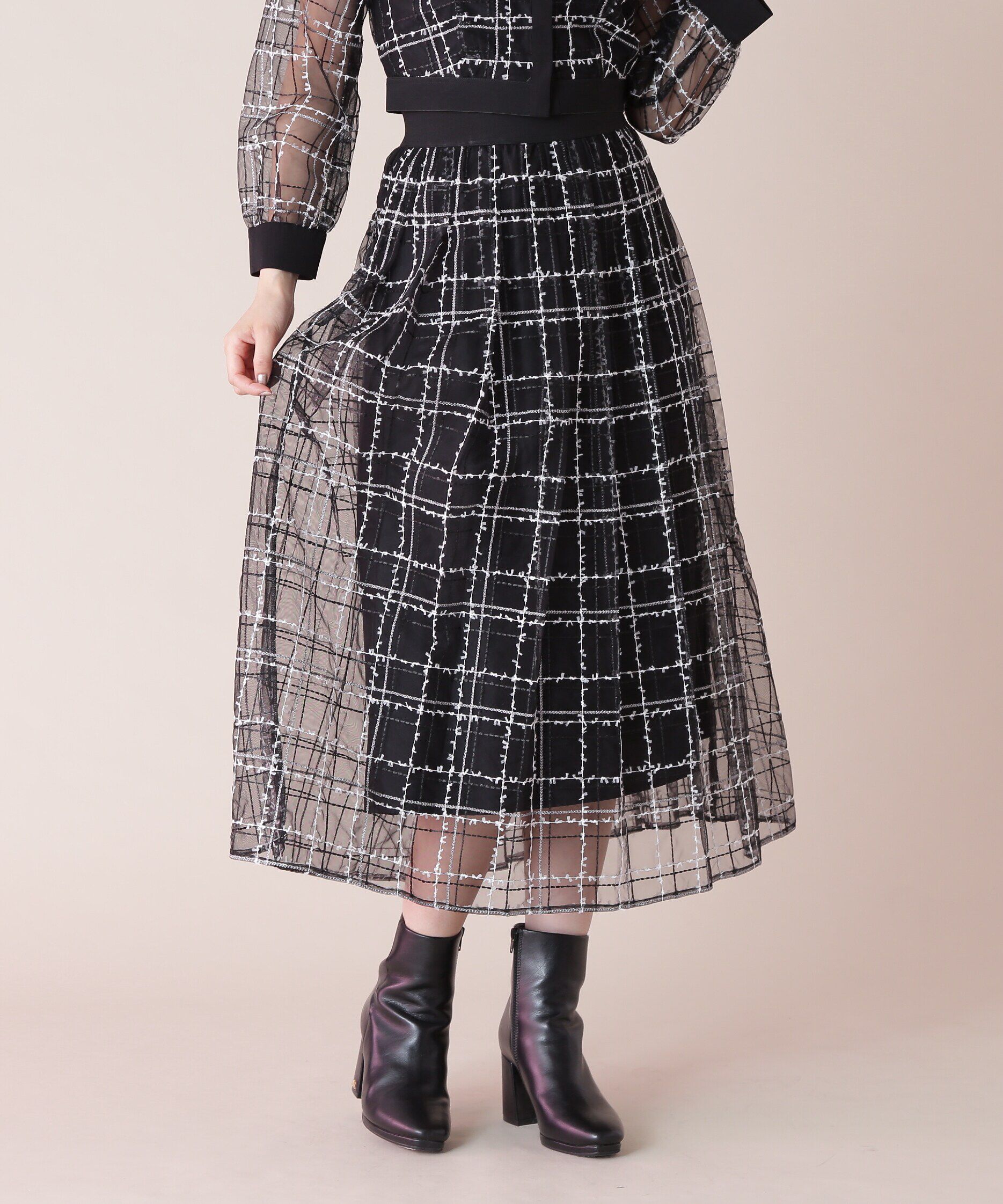 「シアーチェックタックスカート」|スカート|