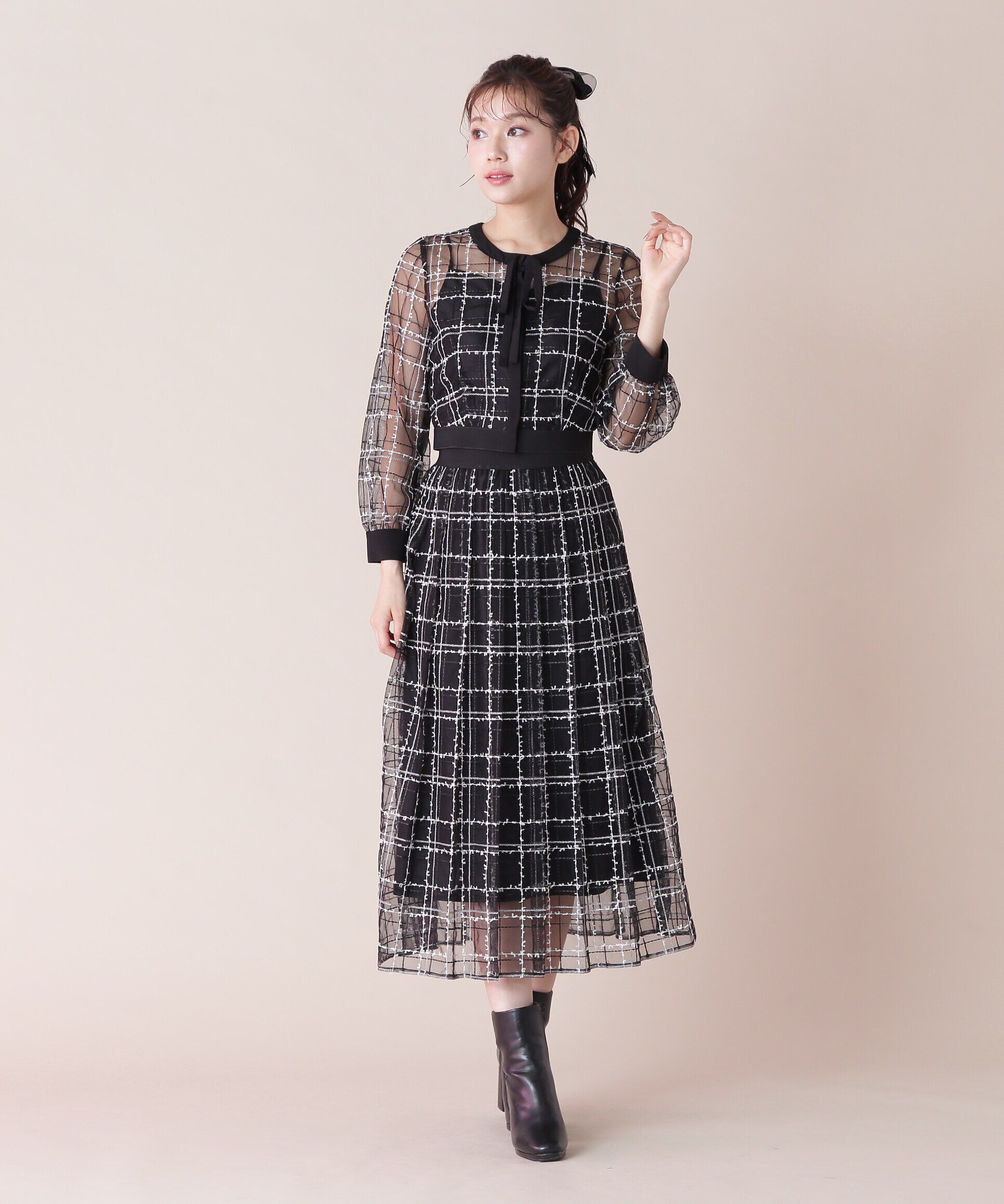  「シアーチェックタックスカート」|スカート|